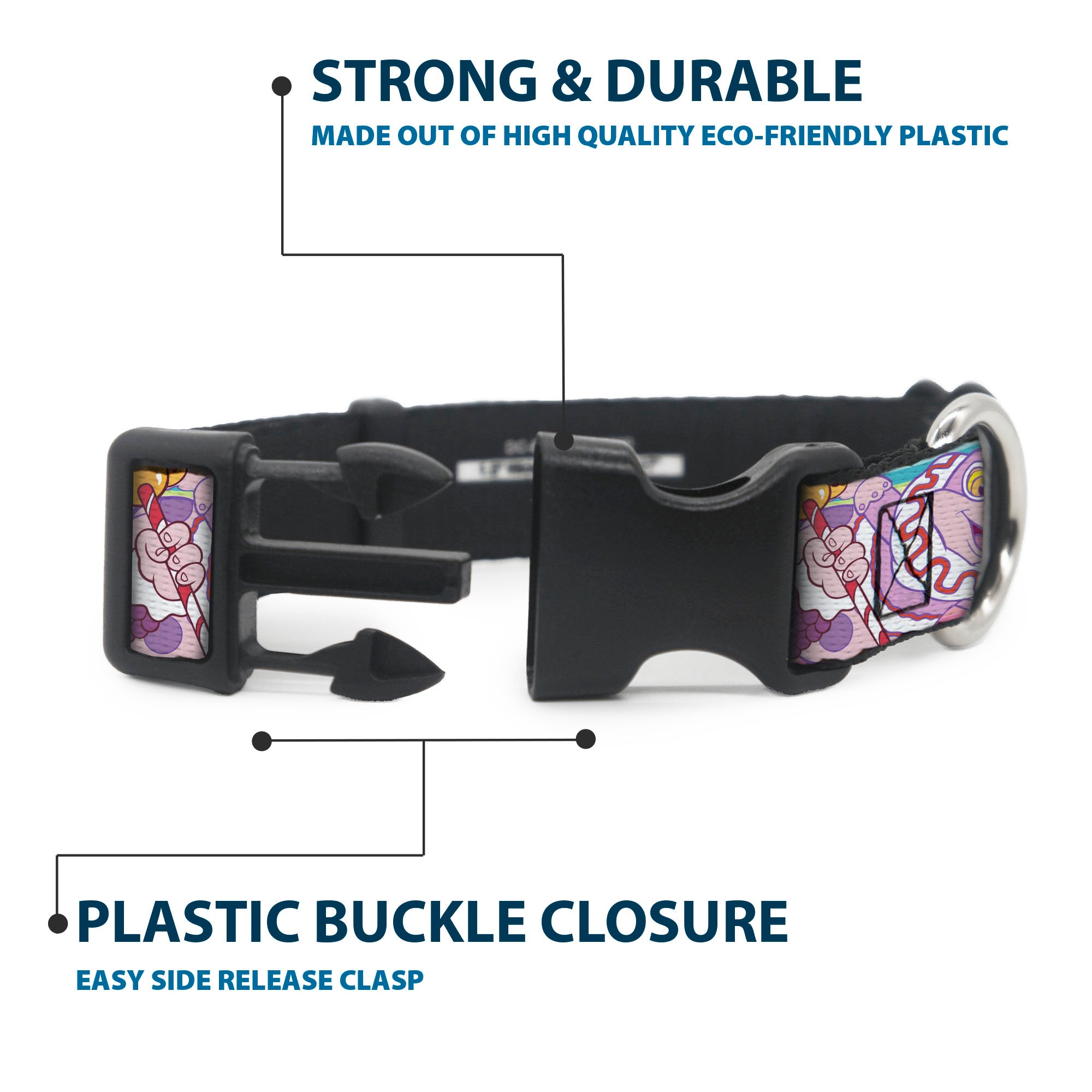 Plastic Clip Collar - Candy Land Character Lineup Stripe Multi Color