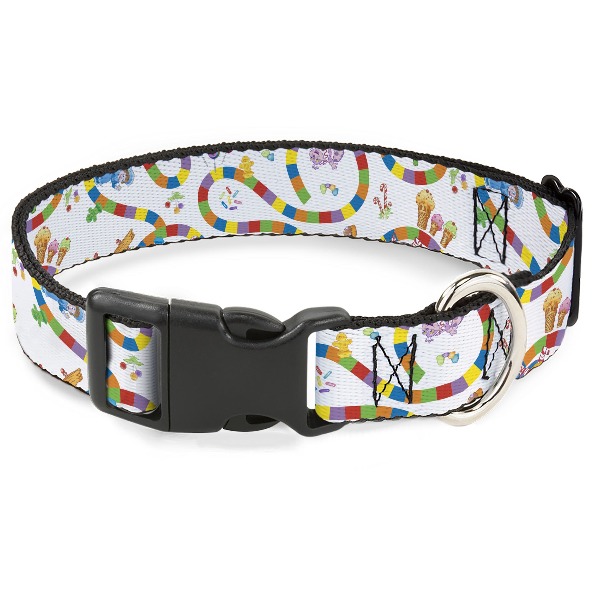 Plastic Clip Collar - Candy Land Game Board Path Characters and Icons White/Multi Color