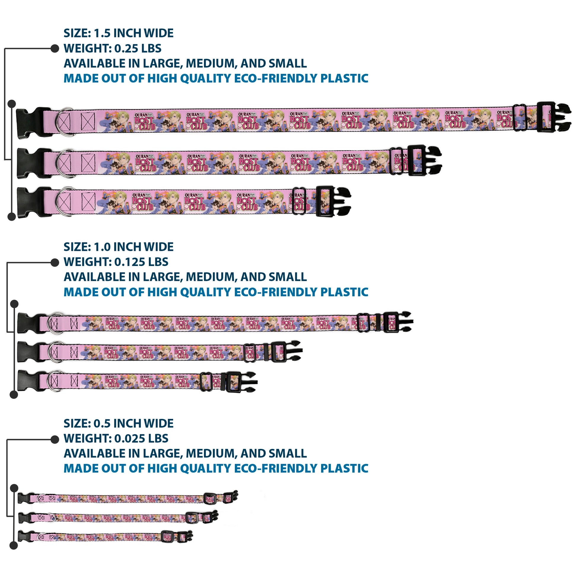 Plastic Clip Collar - OURAN HIGH SCHOOL Character Group Pose and Title Logo Pinks Plastic Clip Collars Ouran High School Host Club