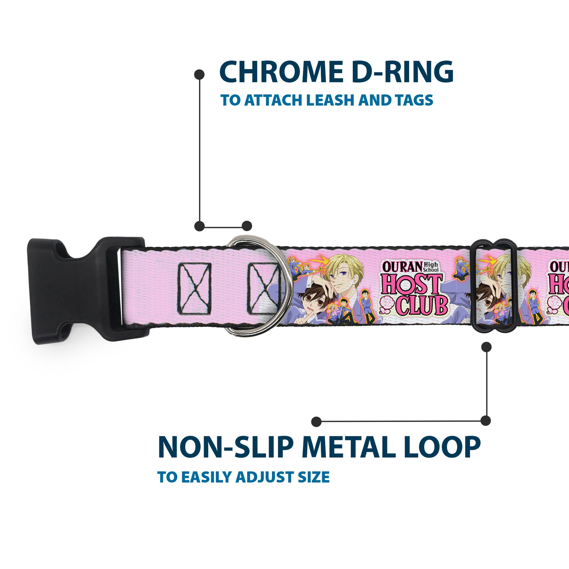 Plastic Clip Collar - OURAN HIGH SCHOOL Character Group Pose and Title Logo Pinks Plastic Clip Collars Ouran High School Host Club