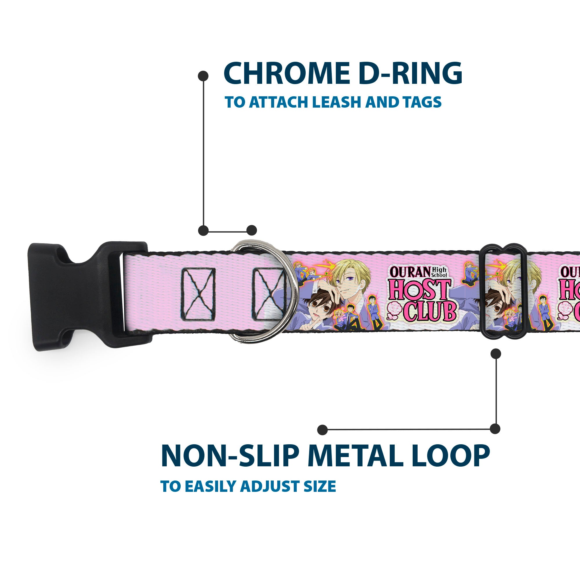 Plastic Clip Collar - OURAN HIGH SCHOOL Character Group Pose and Title Logo Pinks Plastic Clip Collars Ouran High School Host Club