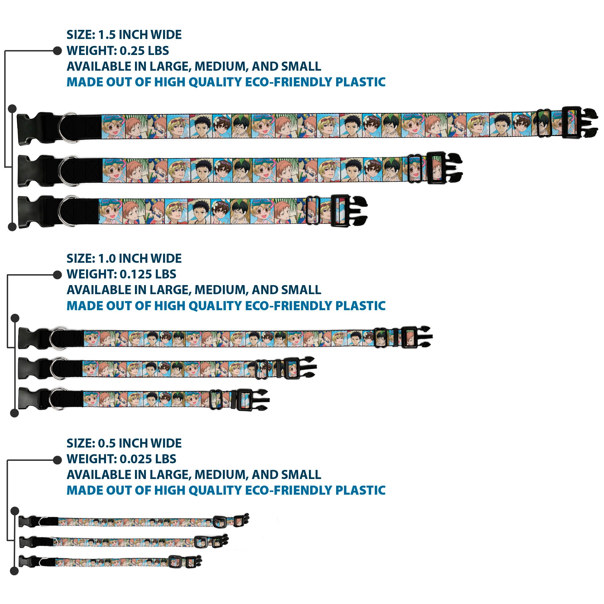 Plastic Clip Collar - Ouran High School Host Club Seven Character Beach Day Pose Blocks Plastic Clip Collars Ouran High School Host Club