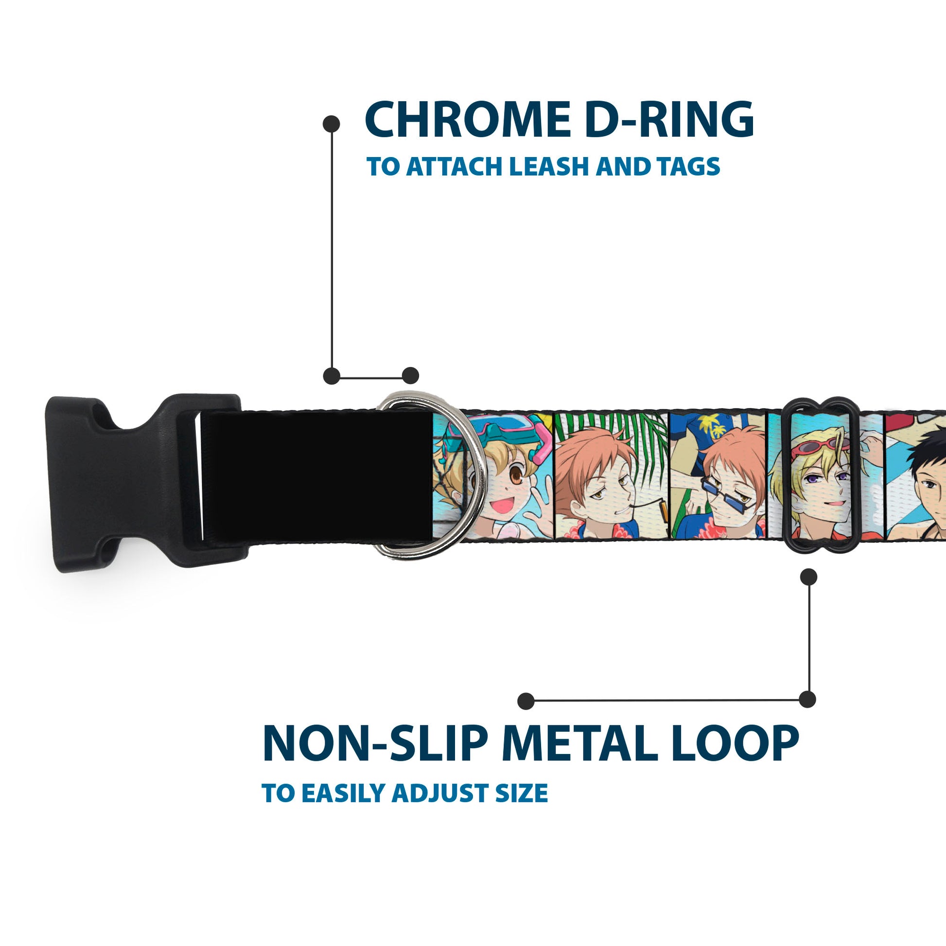 Plastic Clip Collar - Ouran High School Host Club Seven Character Beach Day Pose Blocks Plastic Clip Collars Ouran High School Host Club