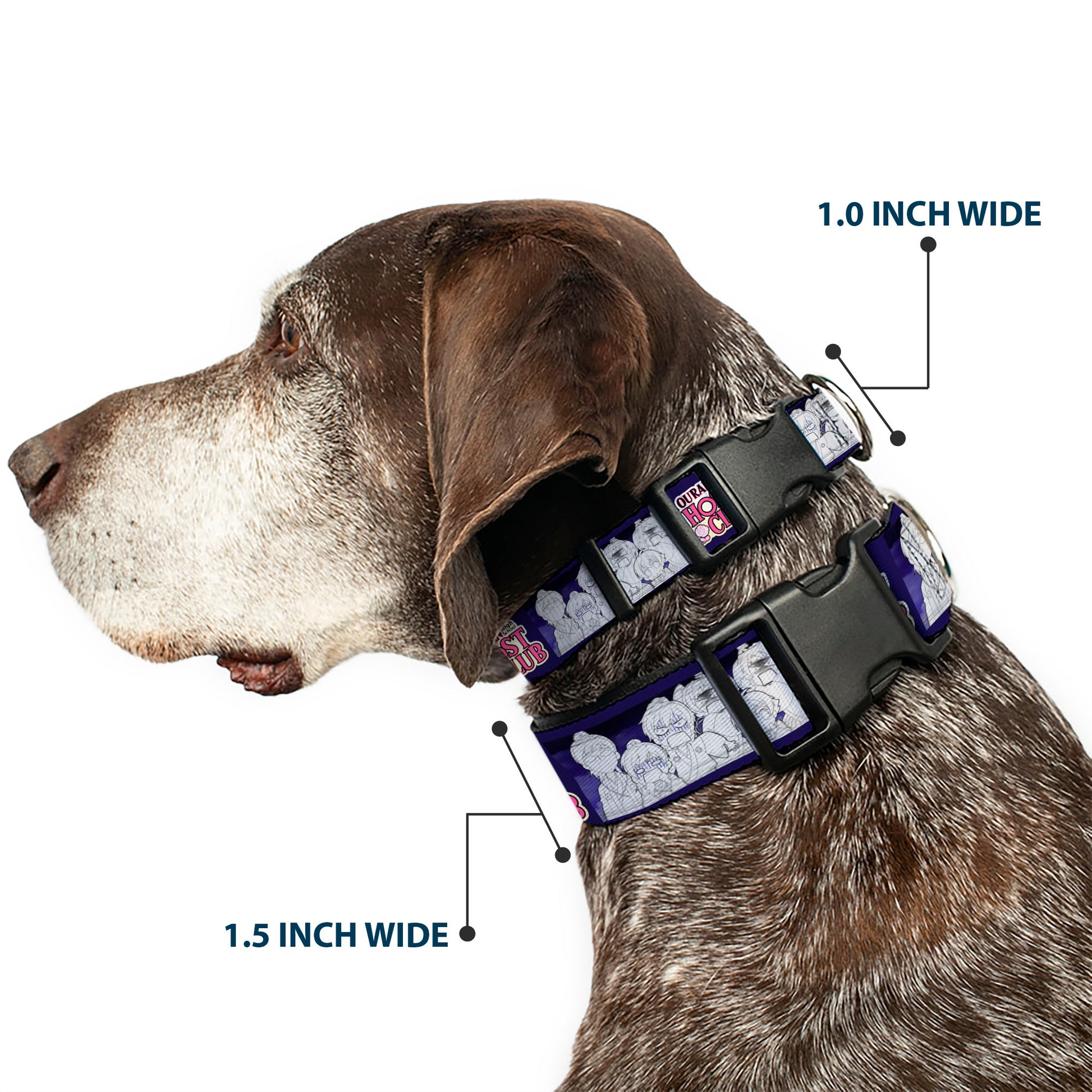 Plastic Clip Collar - OURAN HIGH SCHOOL HOST CLUB Character Doodle and Title Logo Violet Plastic Clip Collars Ouran High School Host Club