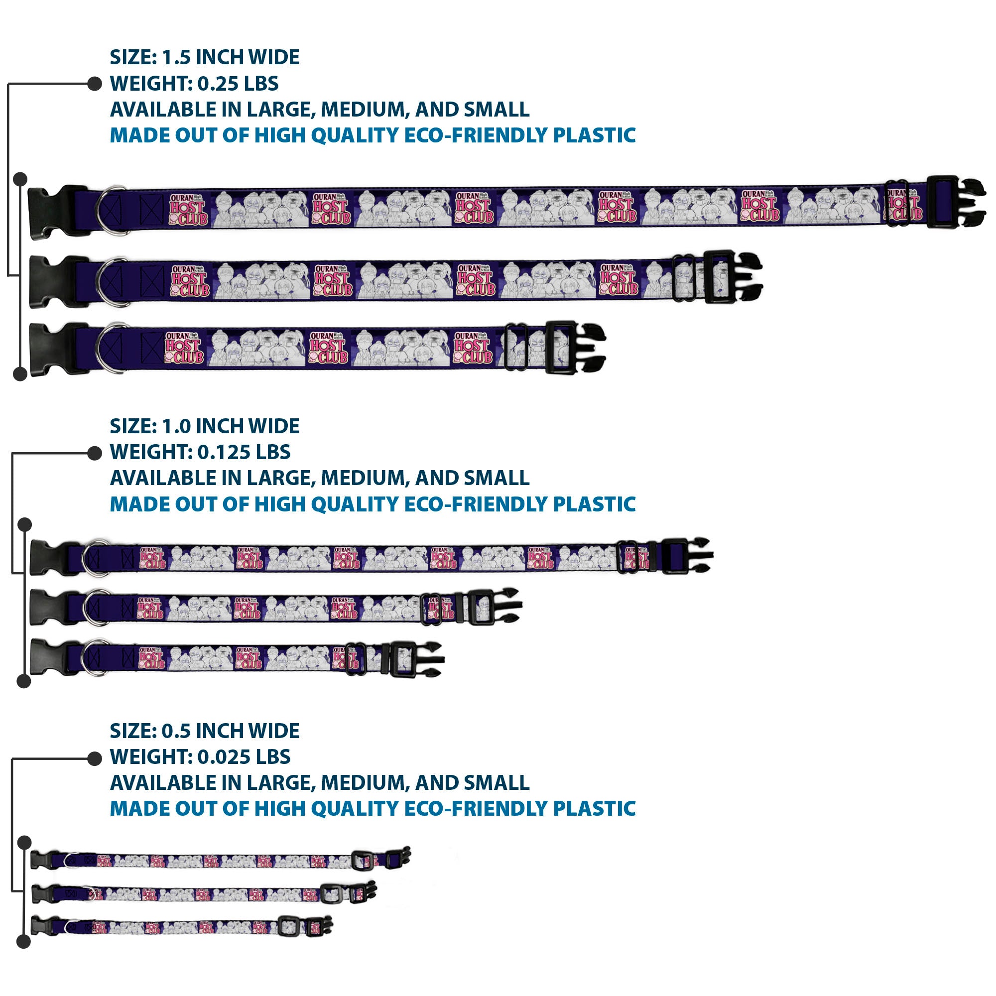 Plastic Clip Collar - OURAN HIGH SCHOOL HOST CLUB Character Doodle and Title Logo Violet Plastic Clip Collars Ouran High School Host Club