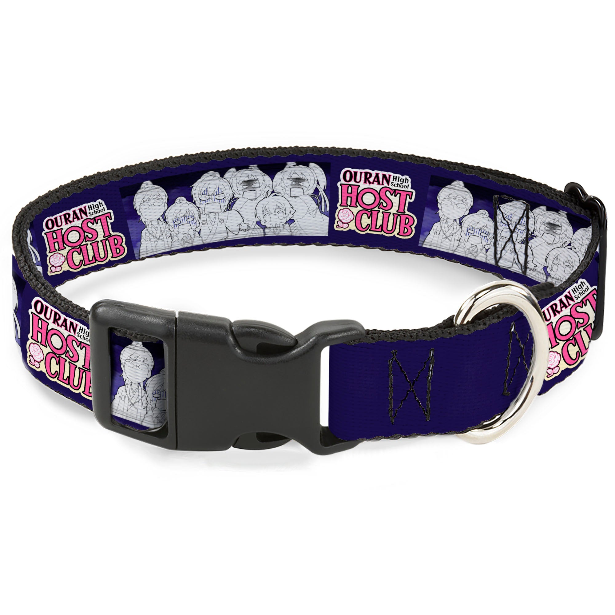 Plastic Clip Collar - OURAN HIGH SCHOOL HOST CLUB Character Doodle and Title Logo Violet Plastic Clip Collars Ouran High School Host Club