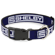 Plastic Clip Collar - Carroll Shelby CS SHELBY Racing Logo Block Navy/White Plastic Clip Collars Shelby