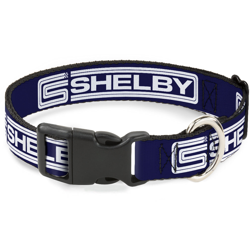 Plastic Clip Collar - Carroll Shelby CS SHELBY Racing Logo Block Navy/White Plastic Clip Collars Shelby
