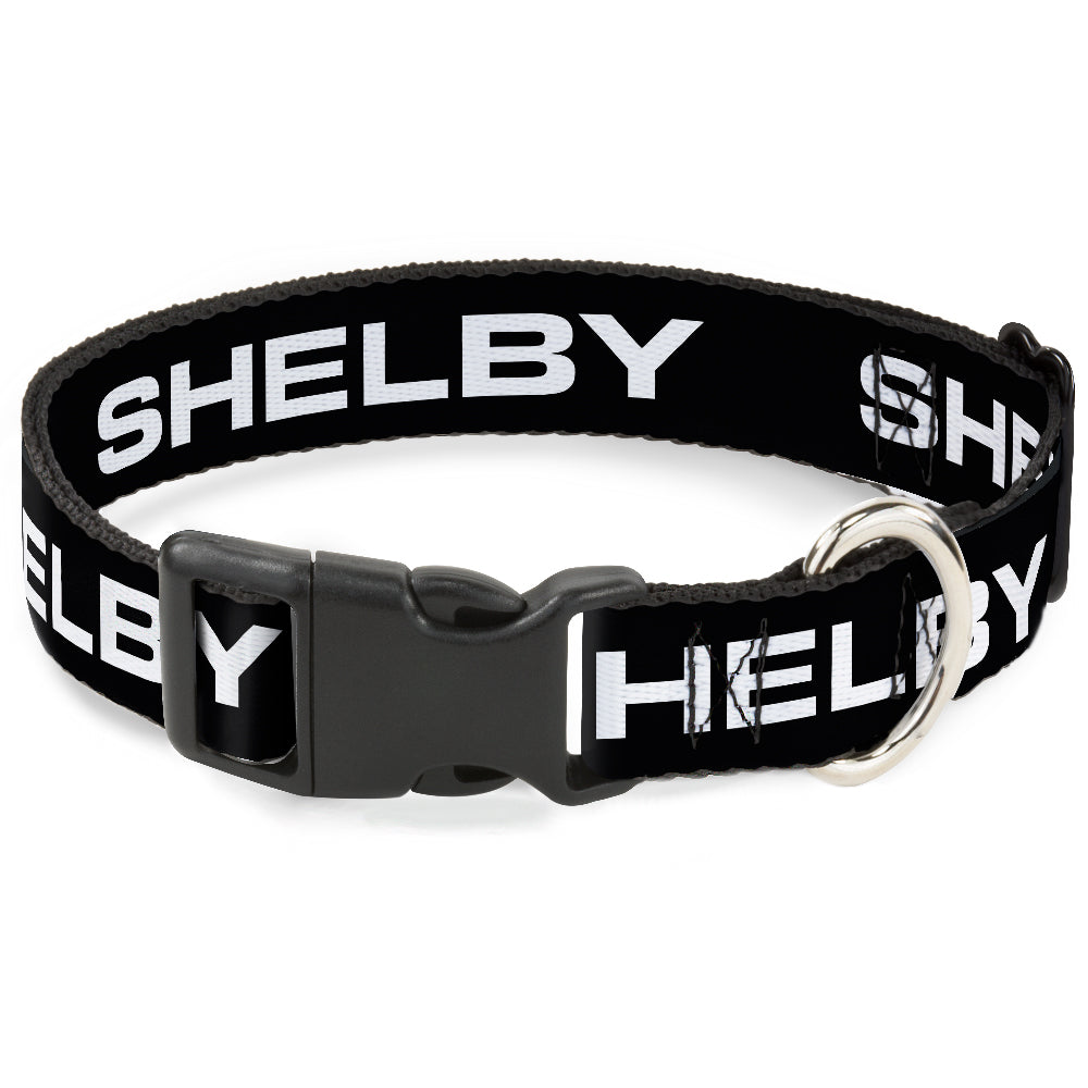 Plastic Clip Collar - SHELBY Text Only Black/White Plastic Clip Collars Shelby