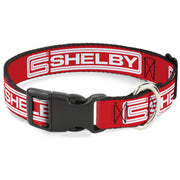 Plastic Clip Collar - Carroll Shelby CS SHELBY Racing Logo Block Red/White Plastic Clip Collars Shelby