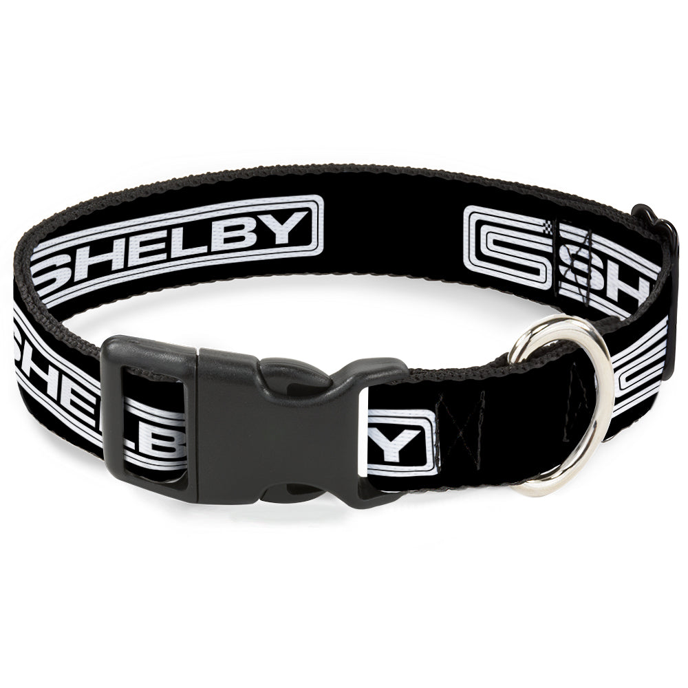 Plastic Clip Collar - Carroll Shelby CS SHELBY Racing Logo Block Black/White Plastic Clip Collars Shelby