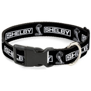Plastic Clip Collar - SHELBY Box Logo and Super Snake Cobra Black/White Plastic Clip Collars Shelby