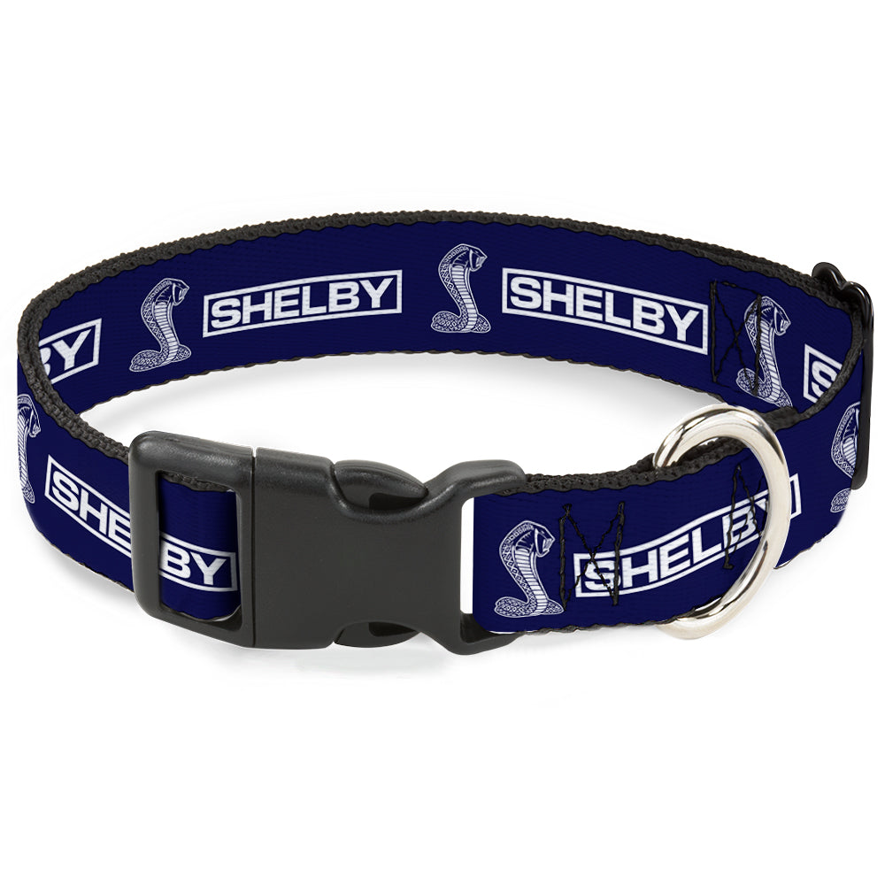 Plastic Clip Collar - SHELBY Box Logo and Super Snake Cobra Blue/White Plastic Clip Collars Shelby