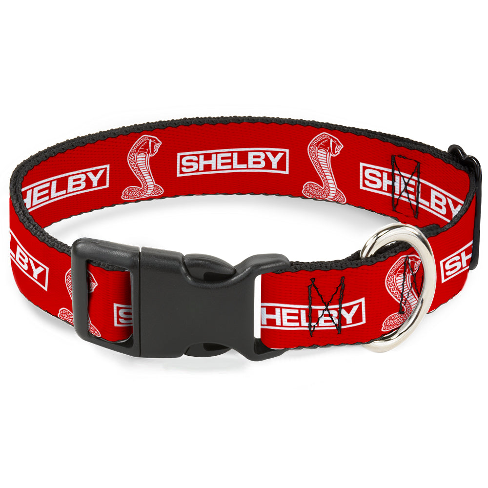 Plastic Clip Collar - SHELBY Box Logo and Super Snake Cobra Red/White Plastic Clip Collars Shelby