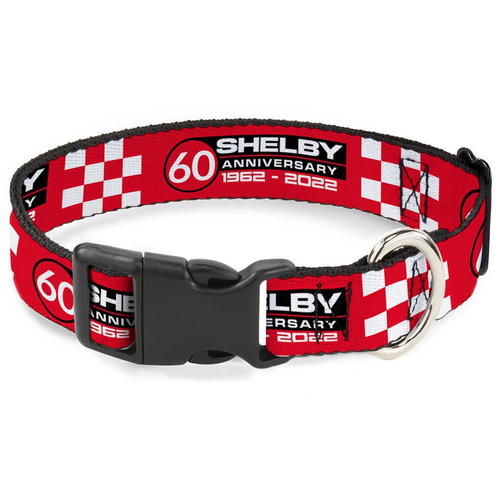 Plastic Clip Collar - SHELBY 60th ANNIVERSARY Checker Red/Black/White Plastic Clip Collars Shelby