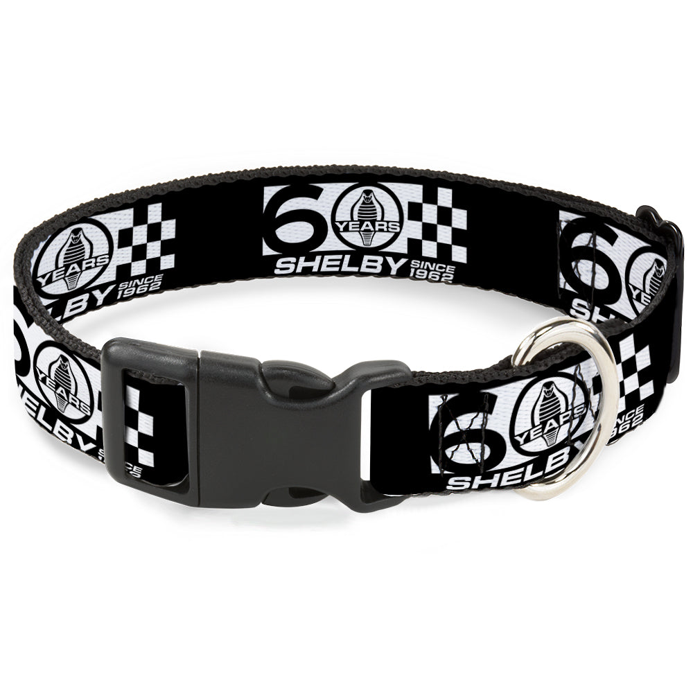 Plastic Clip Collar - SHELBY 60 YEARS SINCE 1962 Checker Black/White Plastic Clip Collars Shelby