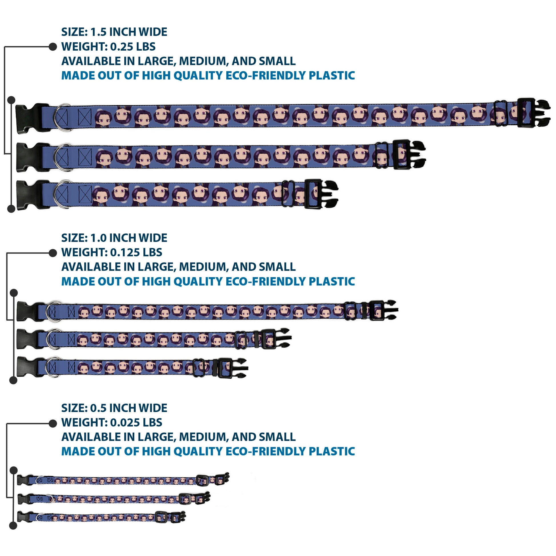 Plastic Clip Collar - The Apothecary Diaries Chibi Jinshi Flip Pose Blue Plastic Clip Collars The Apothecary Diaries