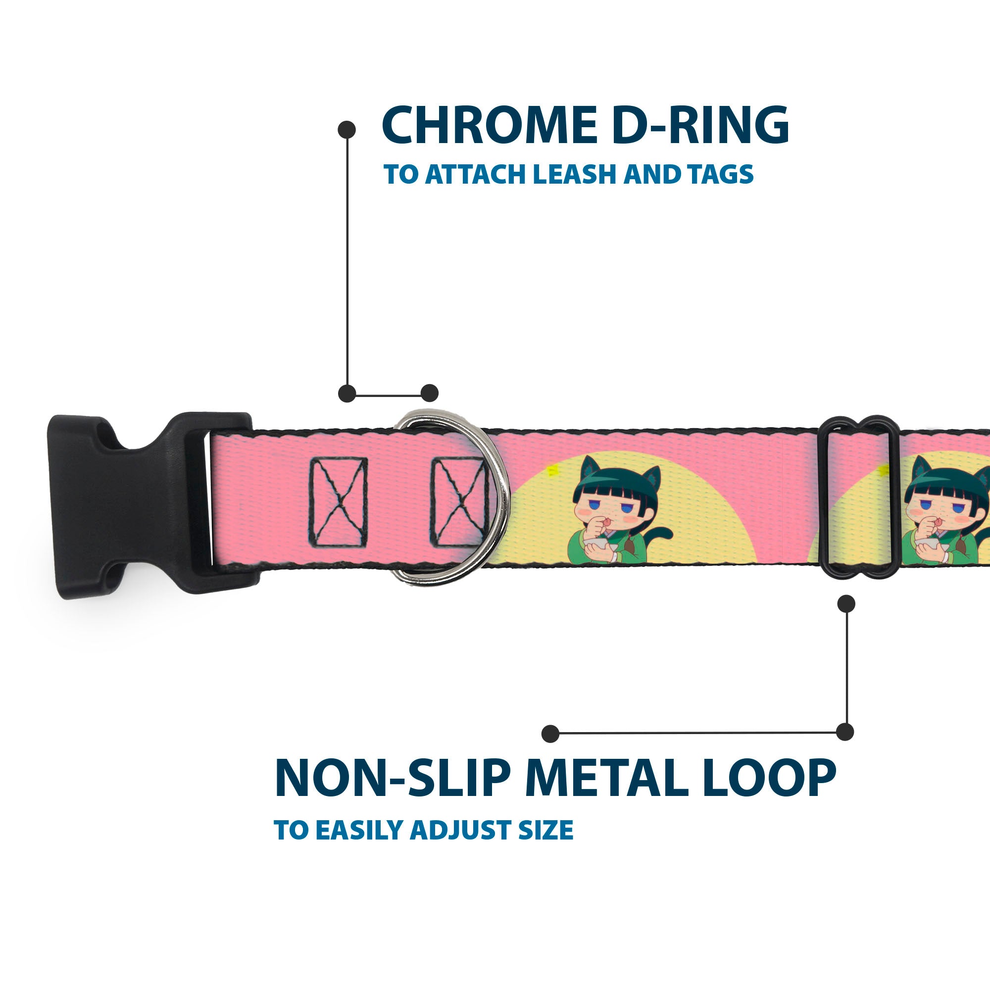 Plastic Clip Collar - The Apothecary Diaries Chibi Maomao Cat Pose Pink/Yellow Plastic Clip Collars The Apothecary Diaries