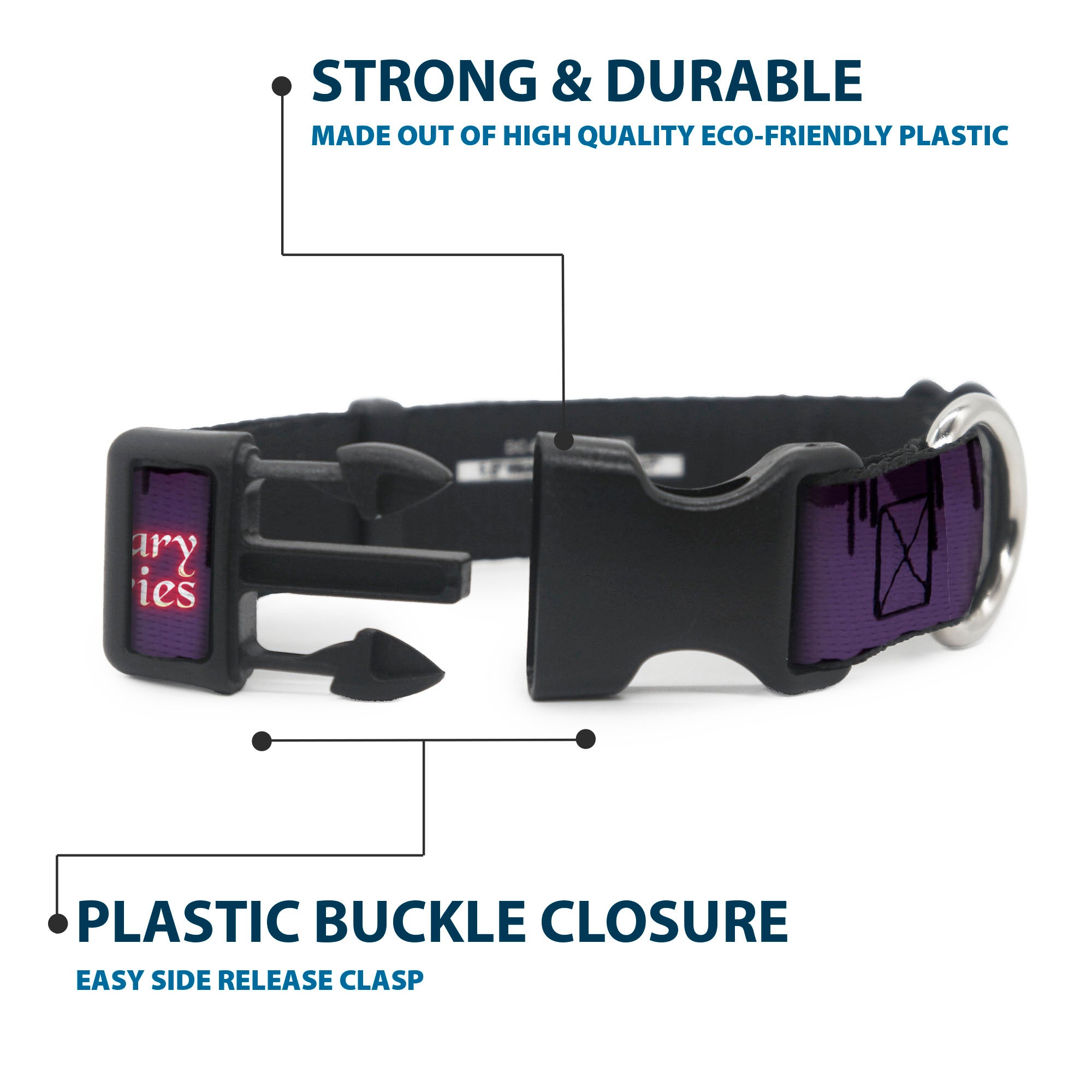 Plastic Clip Collar - THE APOTHECARY DIARIES Chibi Maomao Pose and Title Logo Purple Plastic Clip Collars The Apothecary Diaries