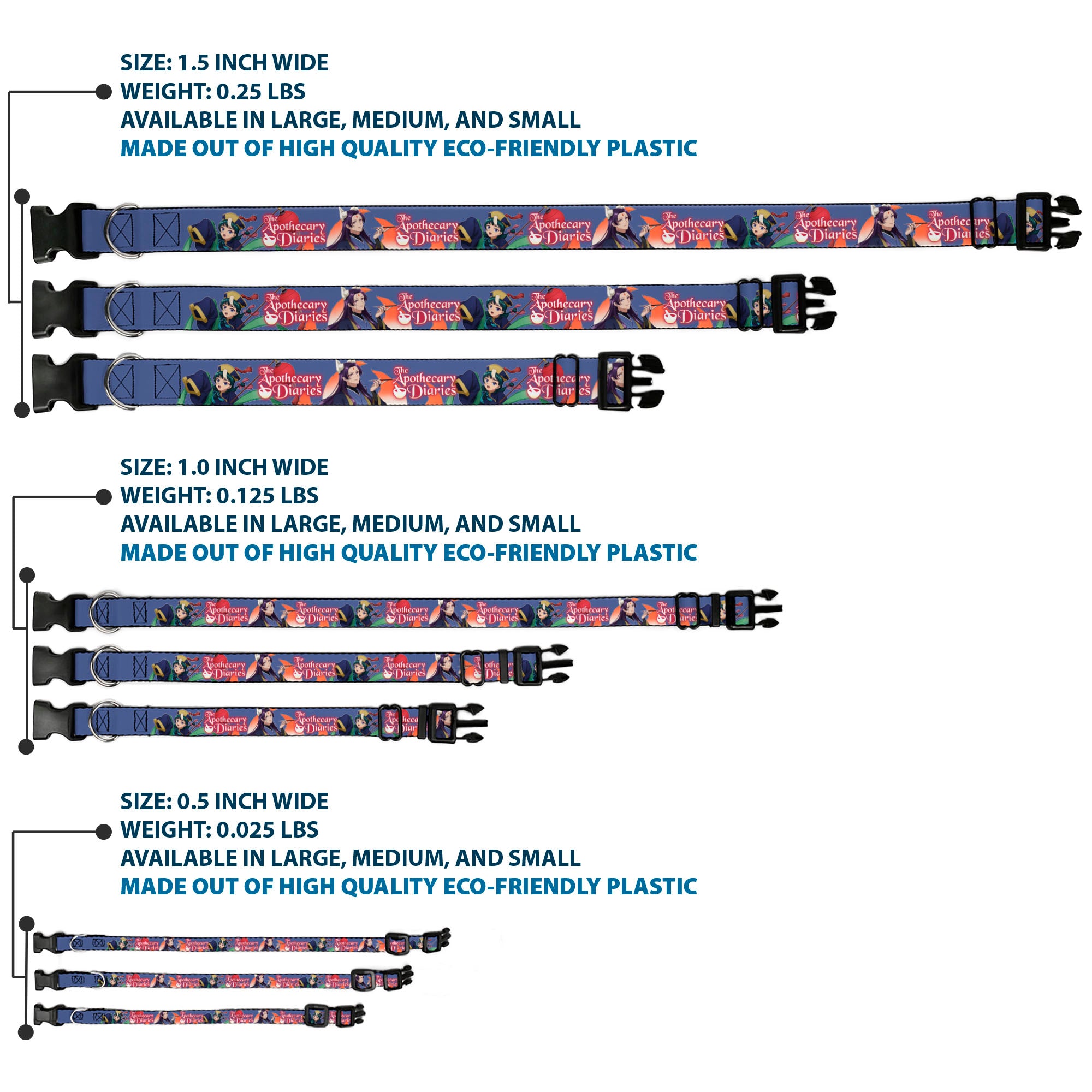 Plastic Clip Collar - THE APOTHECARY DIARIES Jinshi and Maomao Pose and Title Logo Purple Plastic Clip Collars The Apothecary Diaries