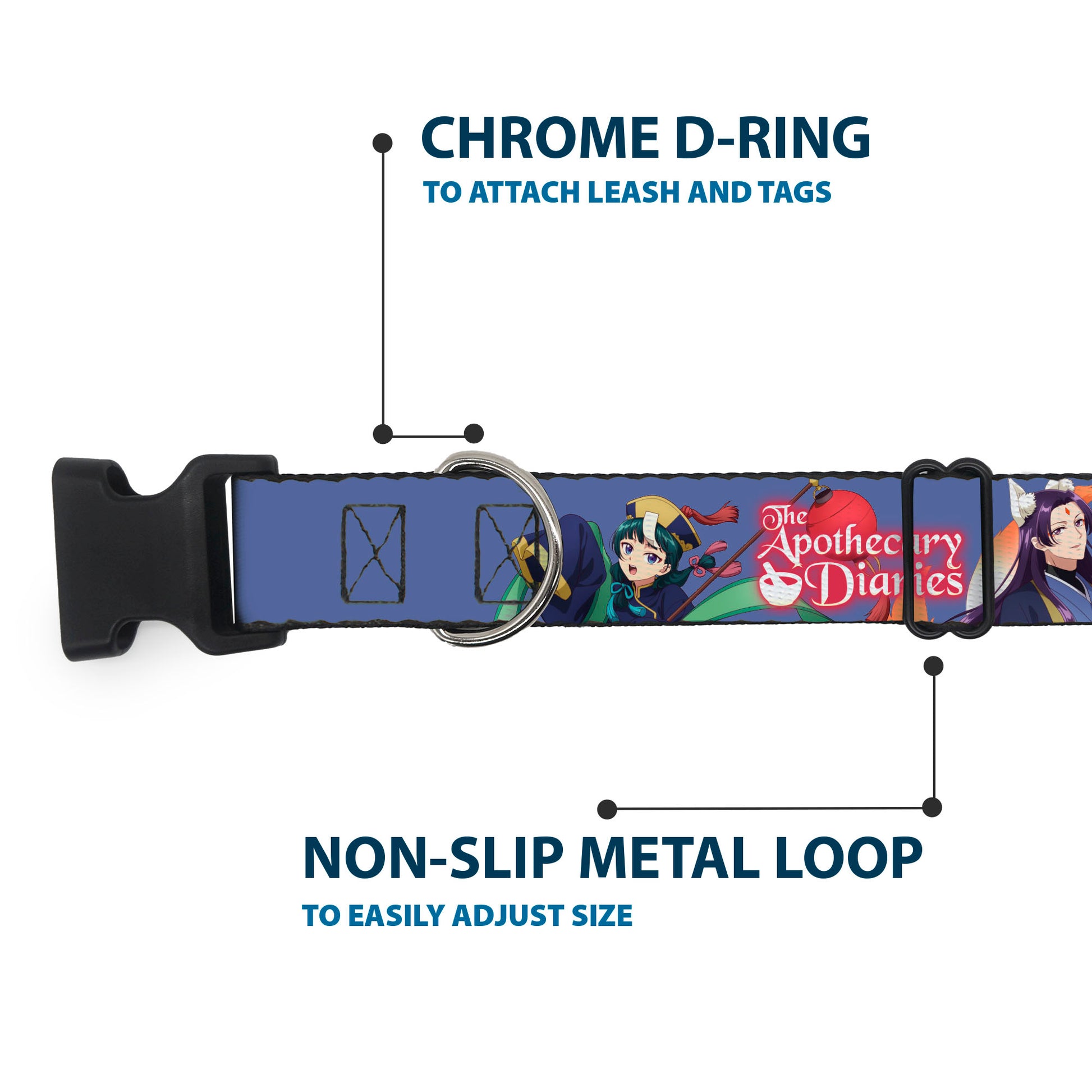 Plastic Clip Collar - THE APOTHECARY DIARIES Jinshi and Maomao Pose and Title Logo Purple Plastic Clip Collars The Apothecary Diaries