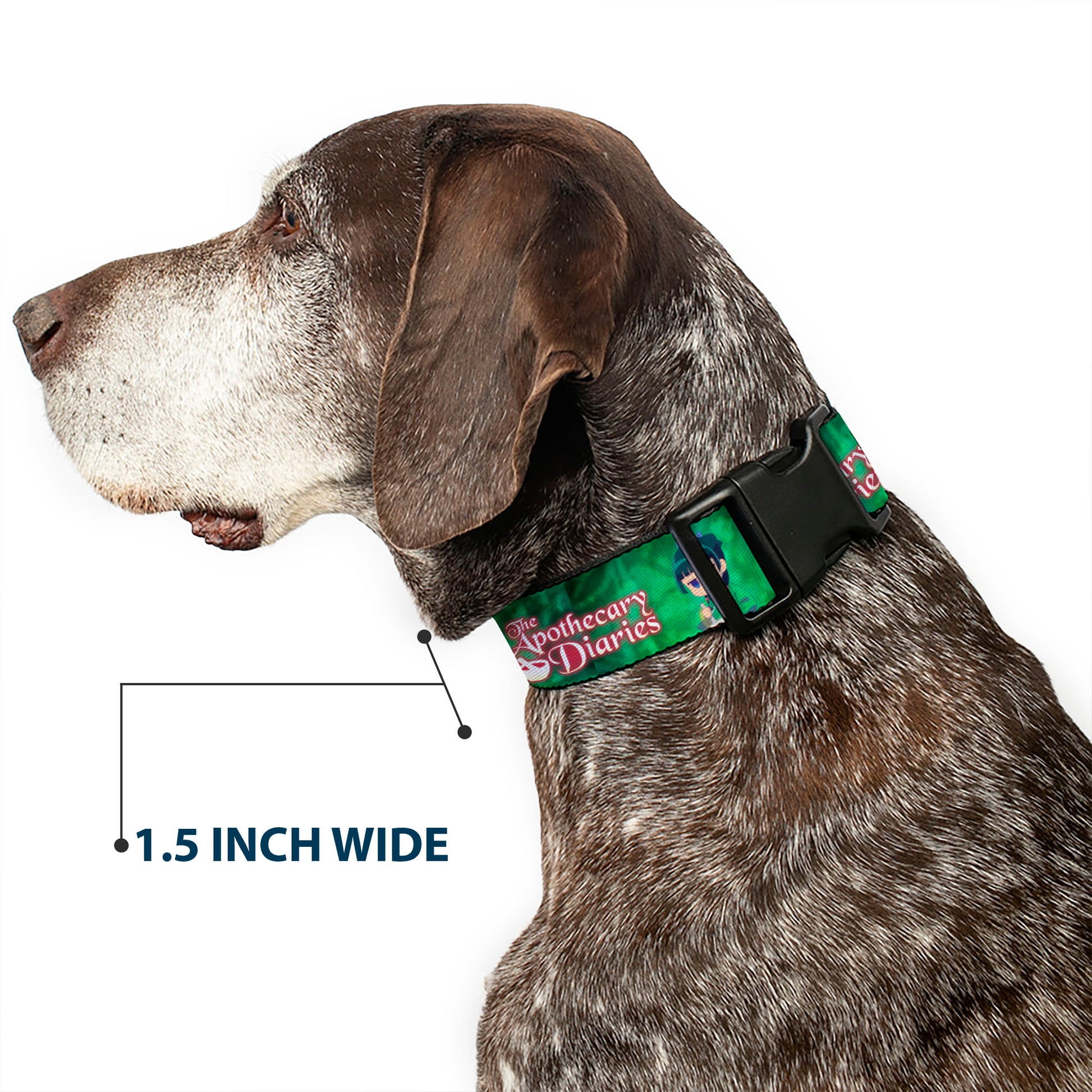 Plastic Clip Collar - THE APOTHECARY DIARIES Maomao Grinding Pose and Title Logo Greens Plastic Clip Collars The Apothecary Diaries