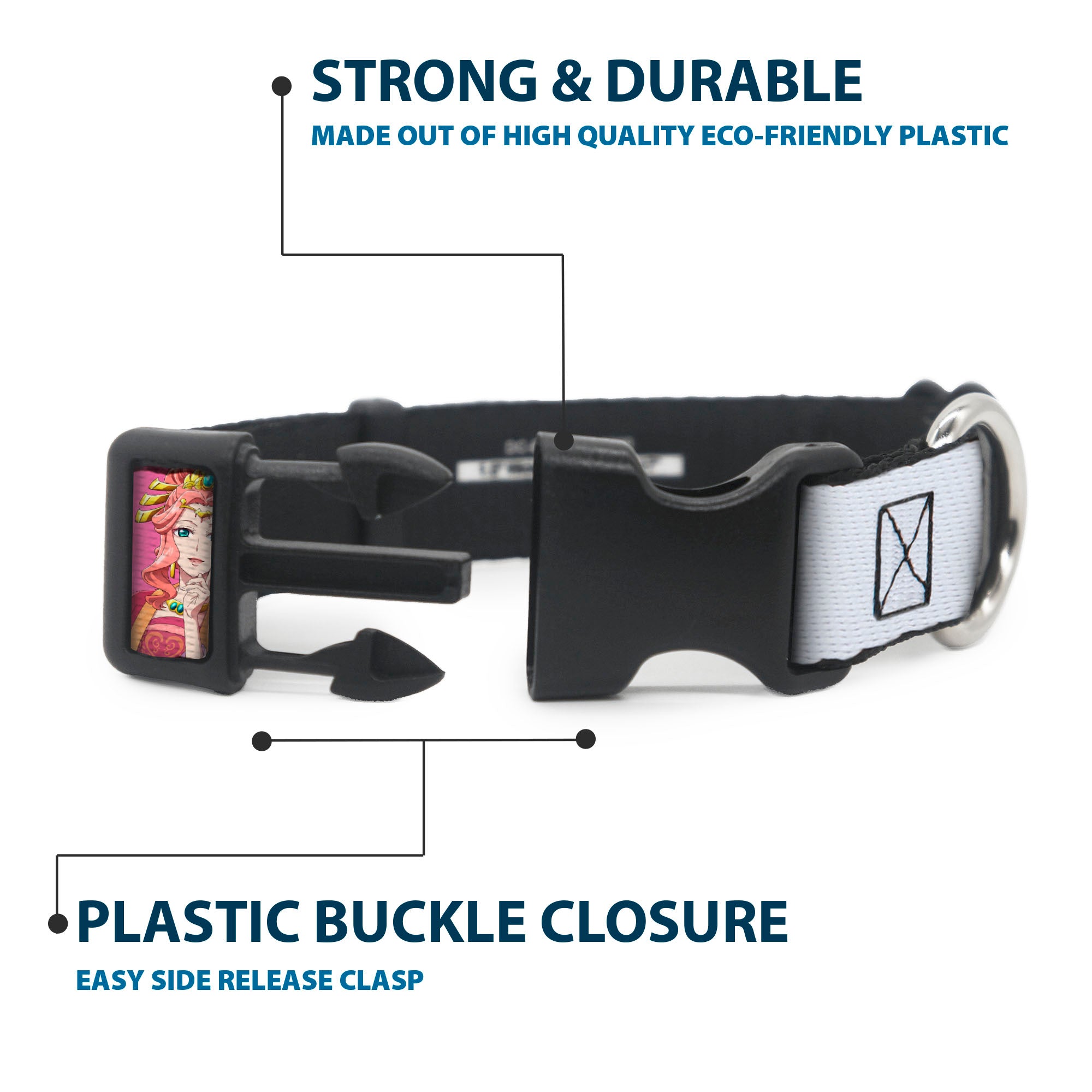 Plastic Clip Collar - The Apothecary Diaries Gyokuyo and Lihua Pose Blocks White/Pink/Blue Plastic Clip Collars The Apothecary Diaries