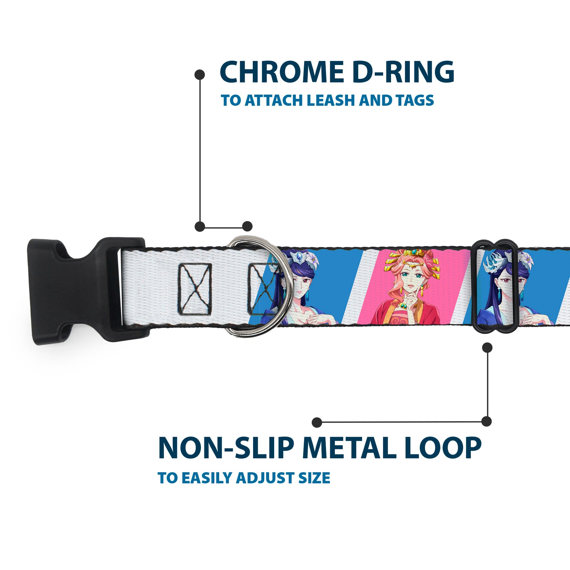 Plastic Clip Collar - The Apothecary Diaries Gyokuyo and Lihua Pose Blocks White/Pink/Blue Plastic Clip Collars The Apothecary Diaries