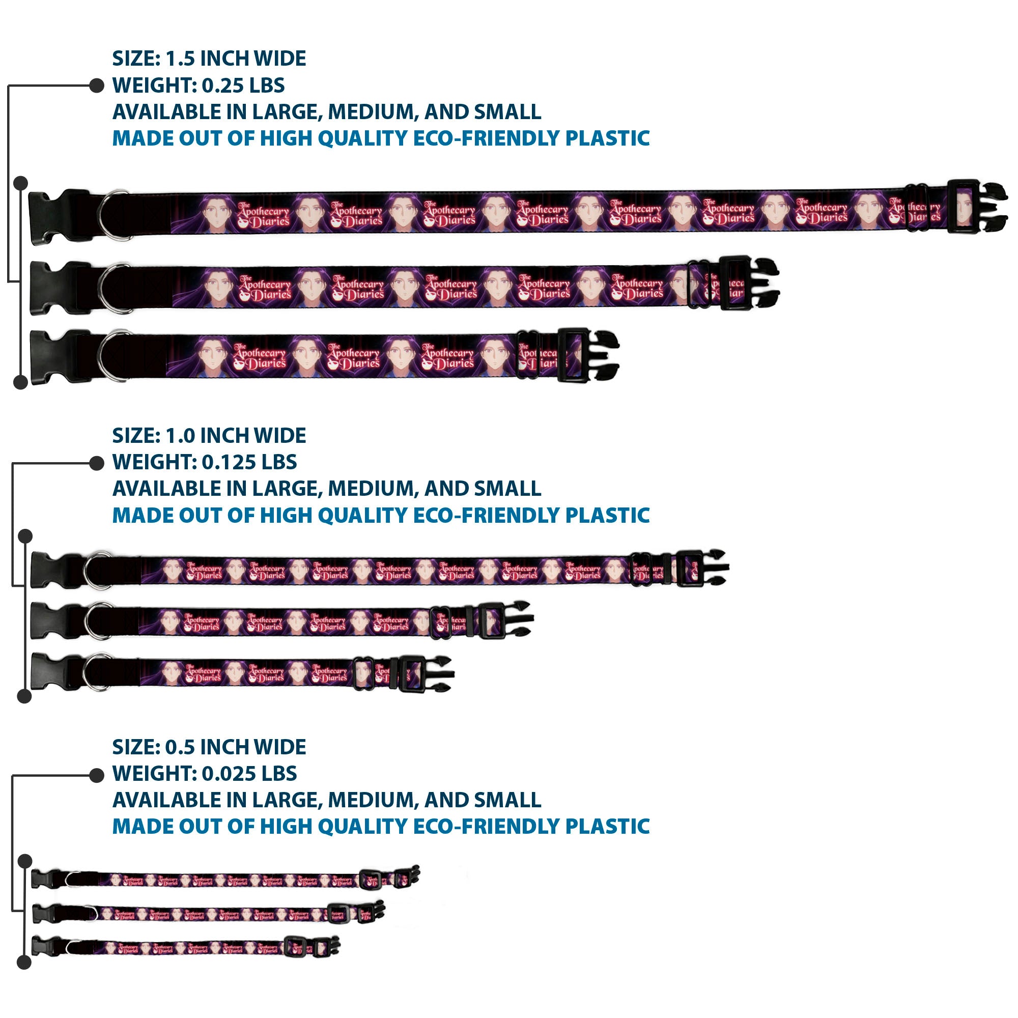 Plastic Clip Collar - THE APOTHECARY DIARIES Jinshi Pose and Title Logo Black Plastic Clip Collars The Apothecary Diaries