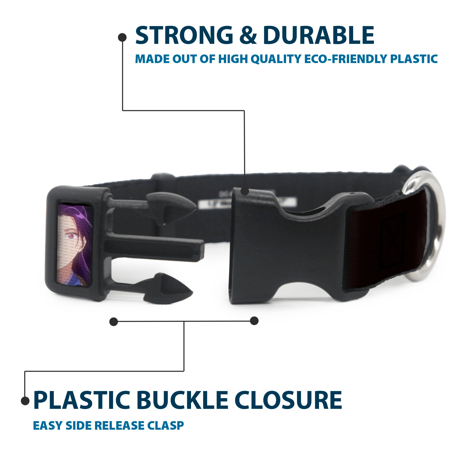 Plastic Clip Collar - THE APOTHECARY DIARIES Jinshi Pose and Title Logo Black Plastic Clip Collars The Apothecary Diaries