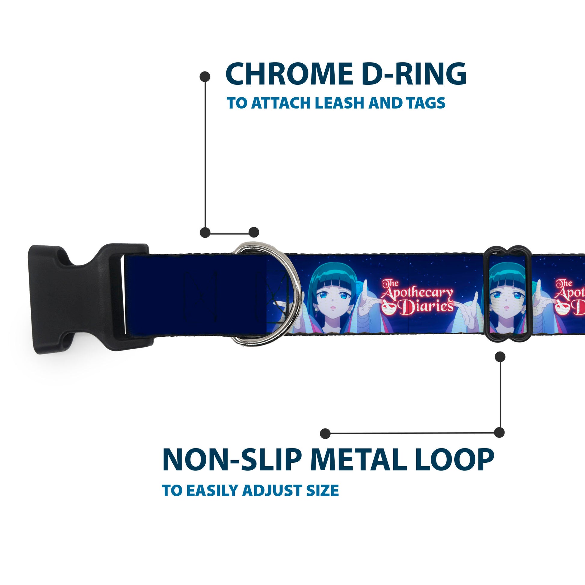 Plastic Clip Collar - THE APOTHECARY DIARIES Maomao Hands Out Pose and Title Logo Purples Plastic Clip Collars The Apothecary Diaries