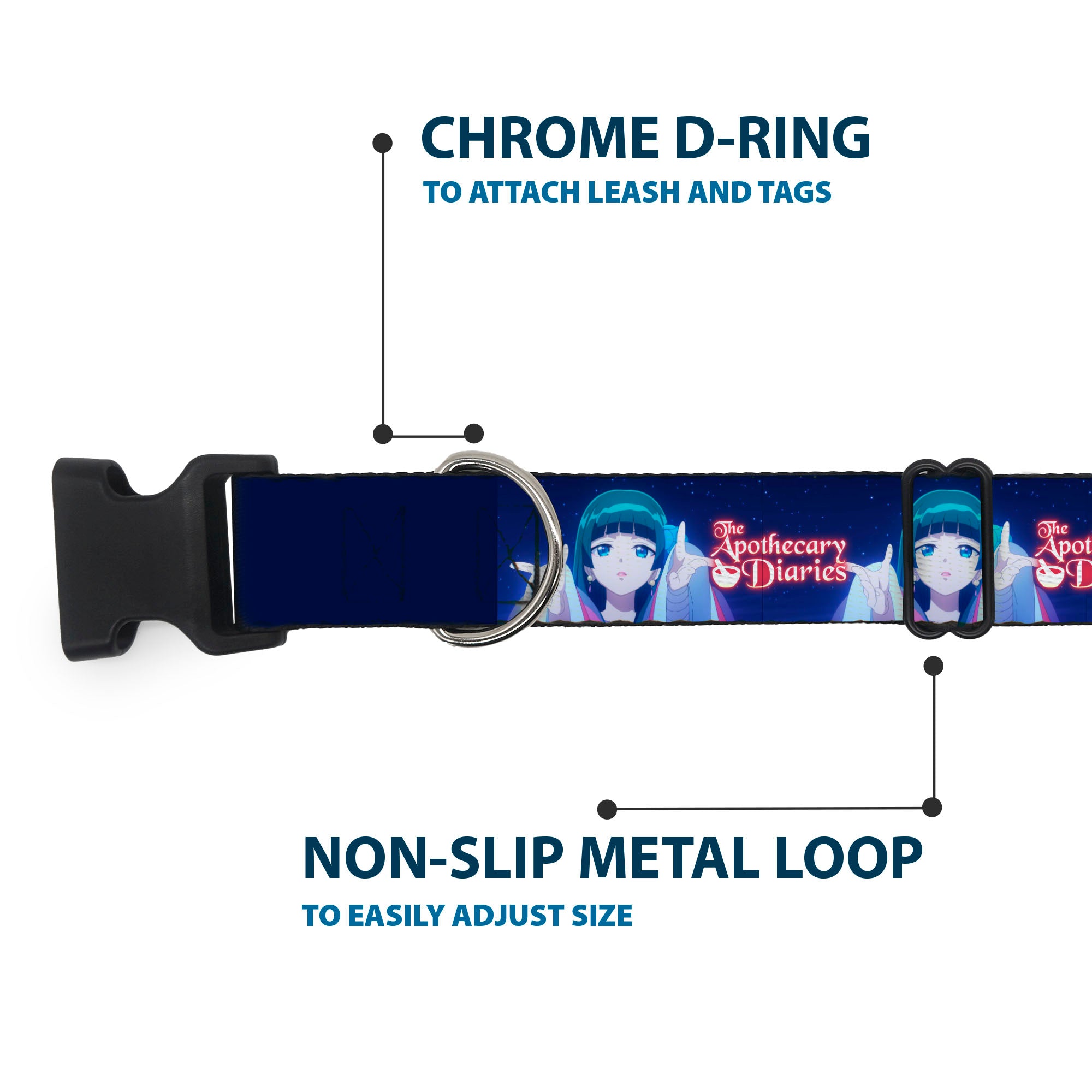 Plastic Clip Collar - THE APOTHECARY DIARIES Maomao Hands Out Pose and Title Logo Purples Plastic Clip Collars The Apothecary Diaries