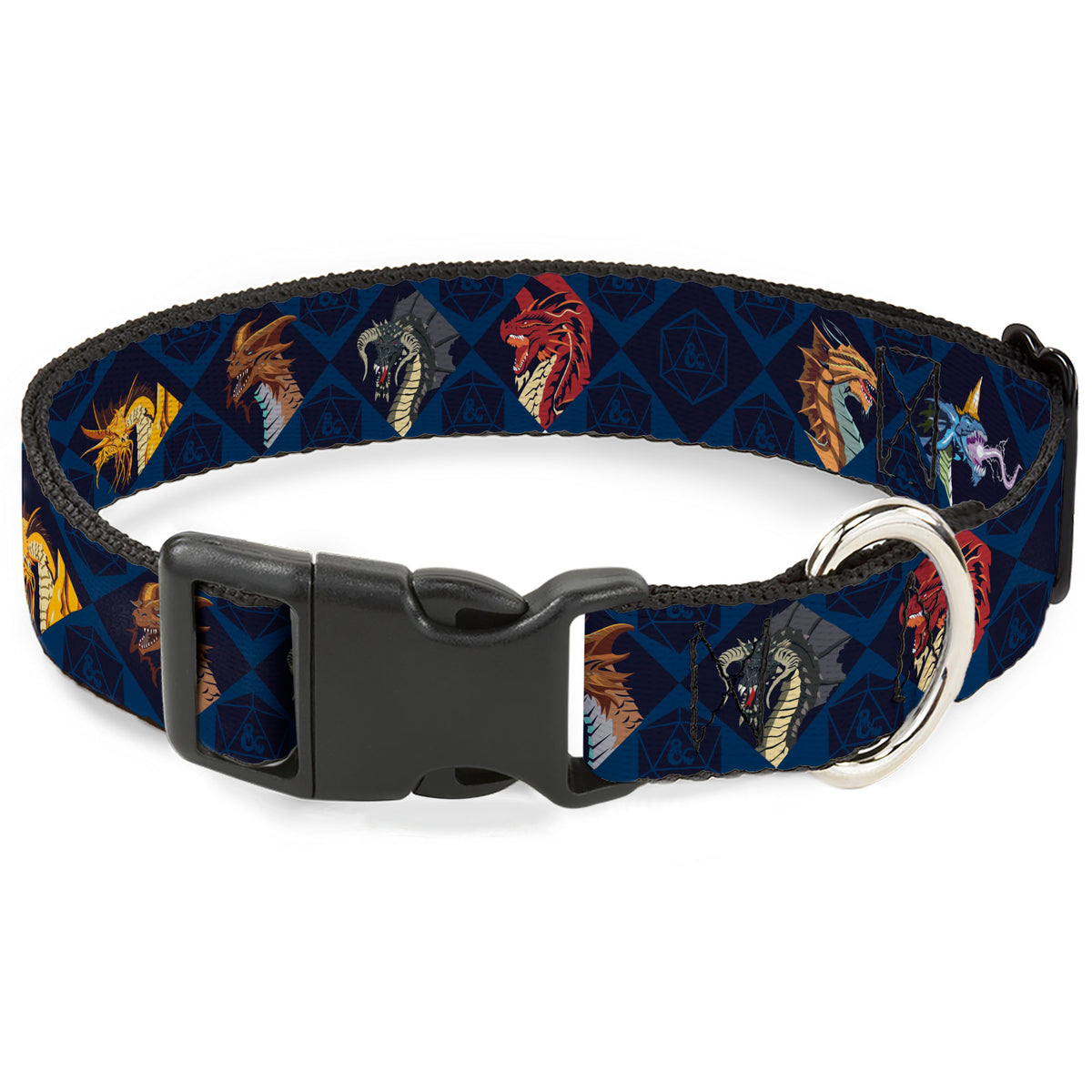 Plastic Clip Collar - Dungeons & Dragons True Dragon Blocks Blues Dog Collars Plastic Clip Side Release Dungeons & Dragons