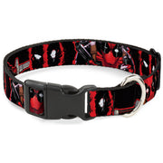 Plastic Clip Collar - Deadpool 2-Action Poses/Splatter Logo Black/Red/White Plastic Clip Collars Marvel Comics