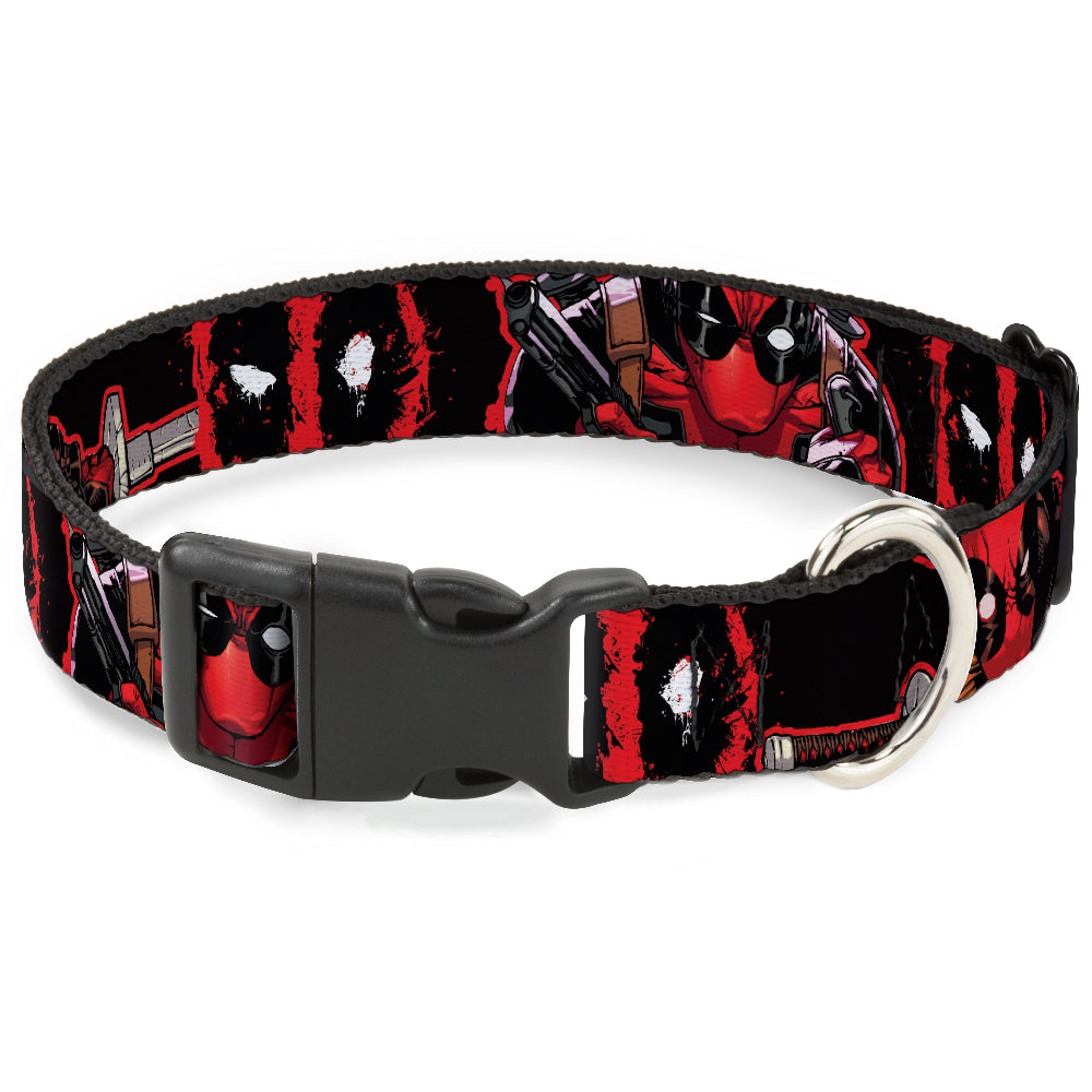 Plastic Clip Collar - Deadpool 2-Action Poses/Splatter Logo Black/Red/White Plastic Clip Collars Marvel Comics