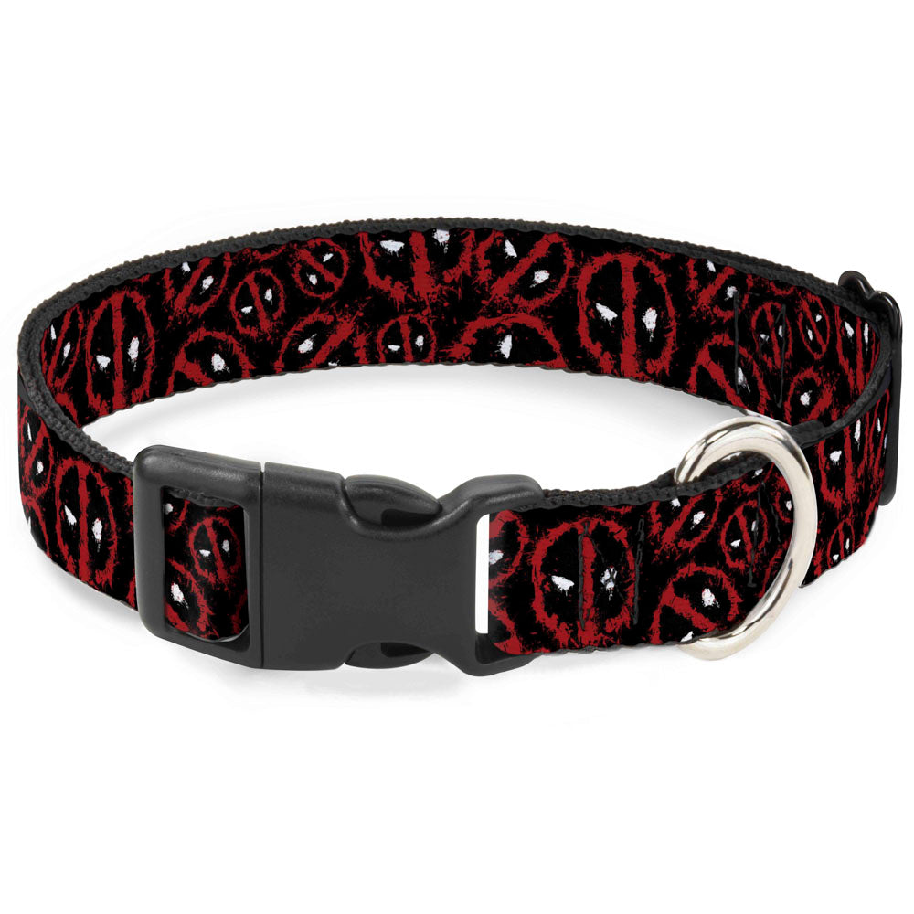 Plastic Clip Collar - Deadpool Splatter Logo Scattered Black/Red/White Plastic Clip Collars Marvel Comics