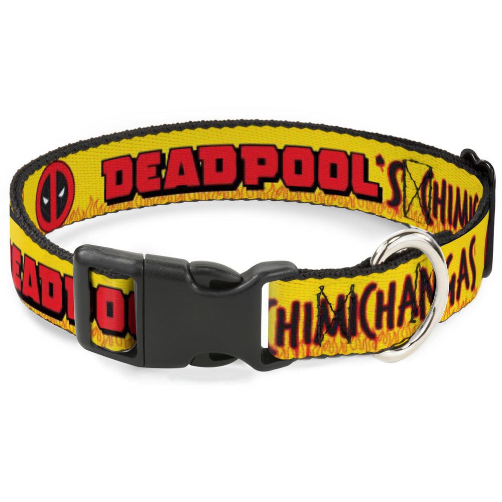 Plastic Clip Collar - DEADPOOL'S CHIMICHANGAS Flames Yellow/Black/Red Plastic Clip Collars Marvel Comics