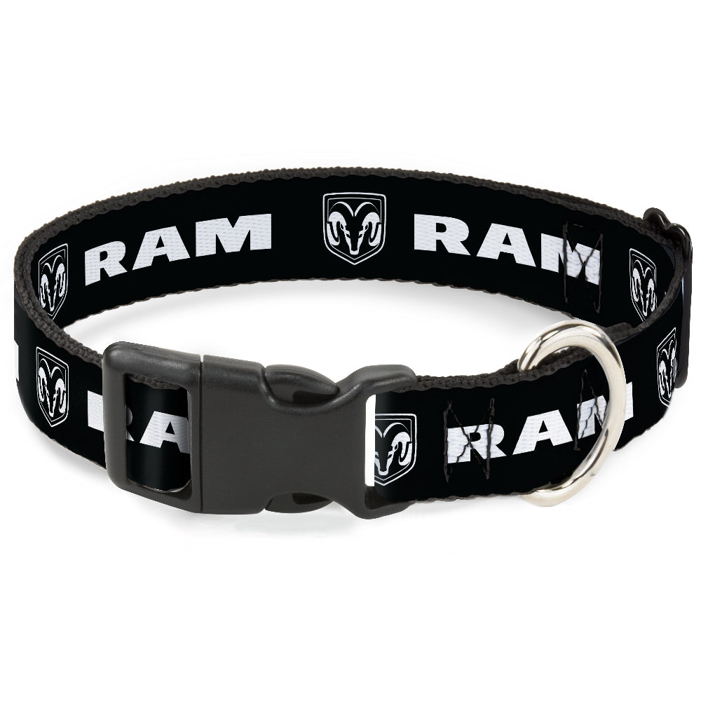 Plastic Clip Collar - RAM Shield Logo/Bold Text Black/White Plastic Clip Collars Dodge
