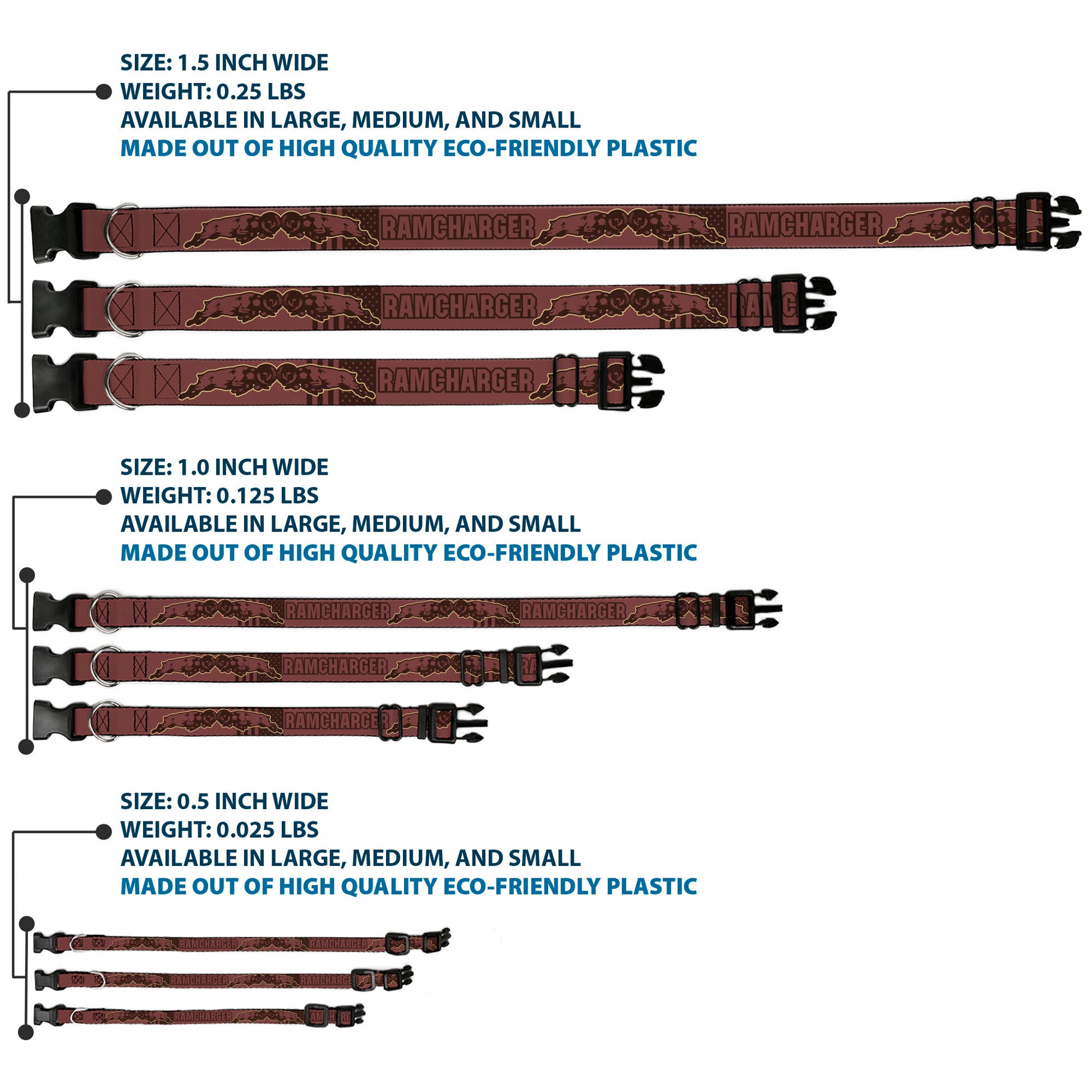 Plastic Clip Collar - Dodge Americana RAM CHARGER Browns Plastic Clip Collars Ram