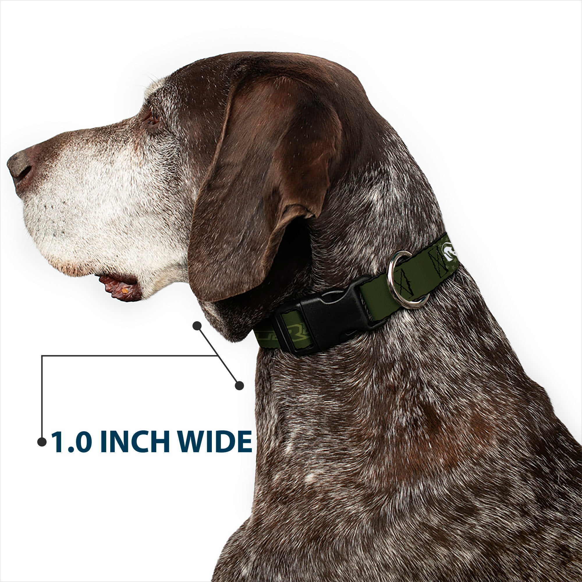 Plastic Clip Collar - RAM TRX Text and Logo Americana Weathered Olive/White Plastic Clip Collars Ram