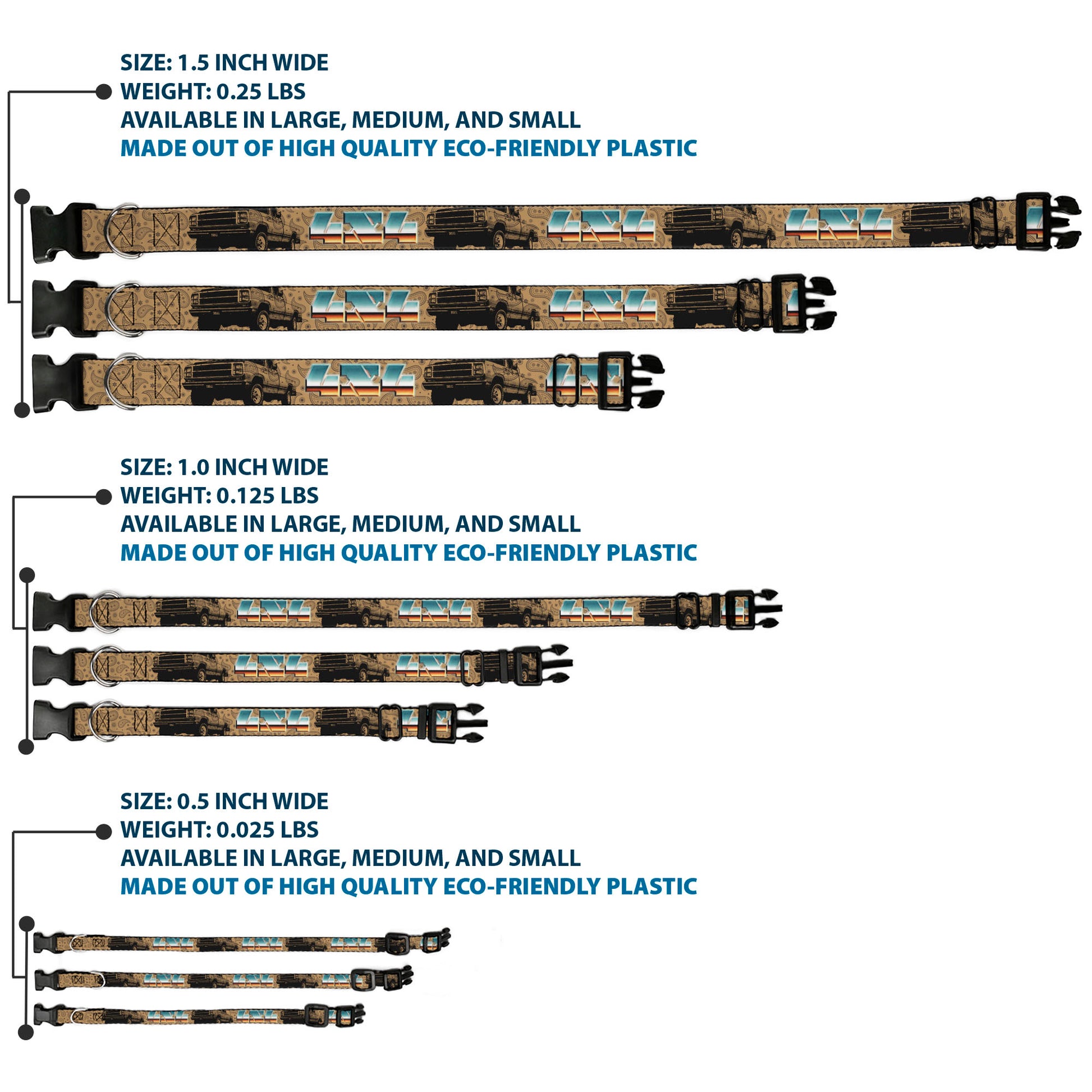 Plastic Clip Collar - Dodge Power Wagon Truck 4x4 Paisley Tan/Black Plastic Clip Collars Ram