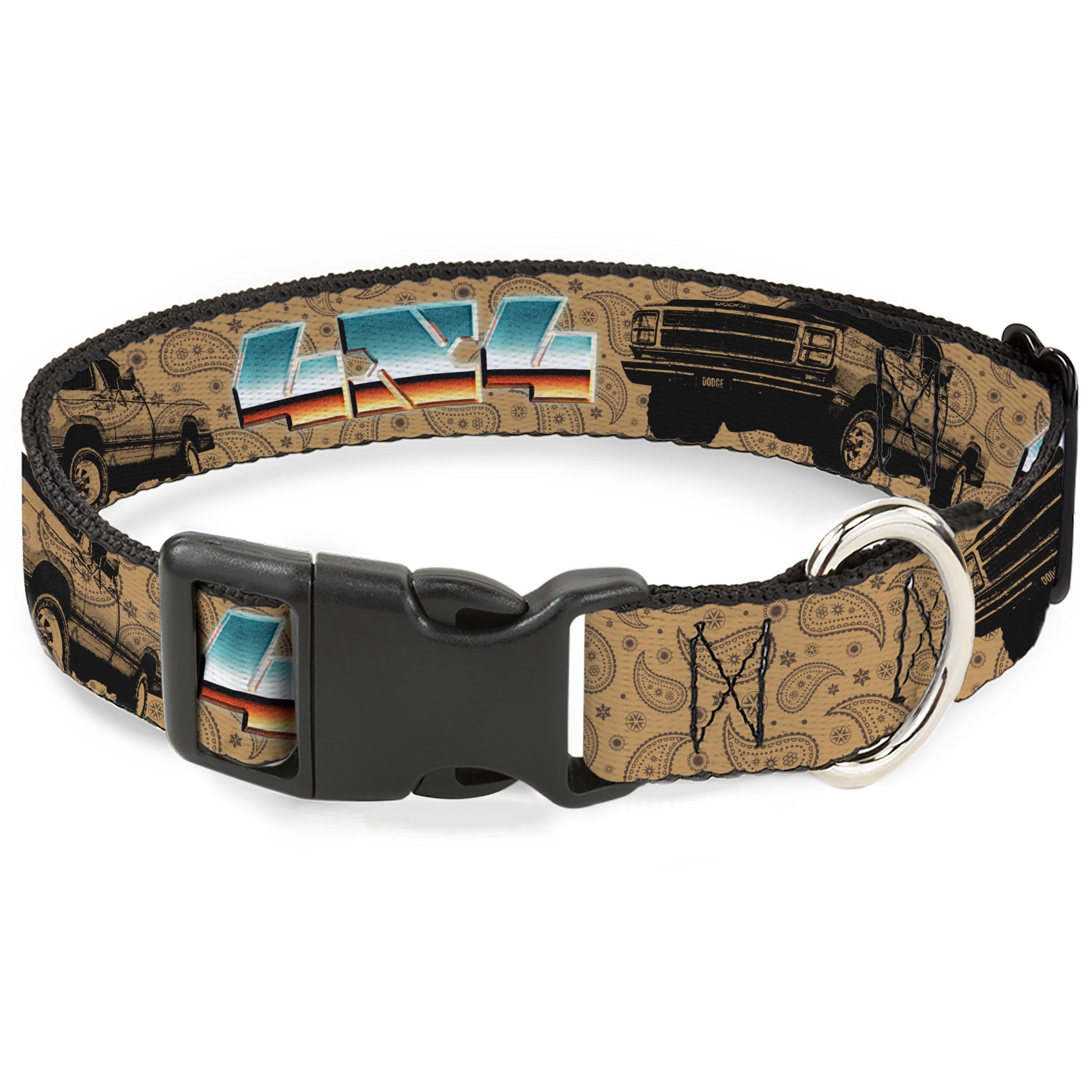 Plastic Clip Collar - Dodge Power Wagon Truck 4x4 Paisley Tan/Black Plastic Clip Collars Ram