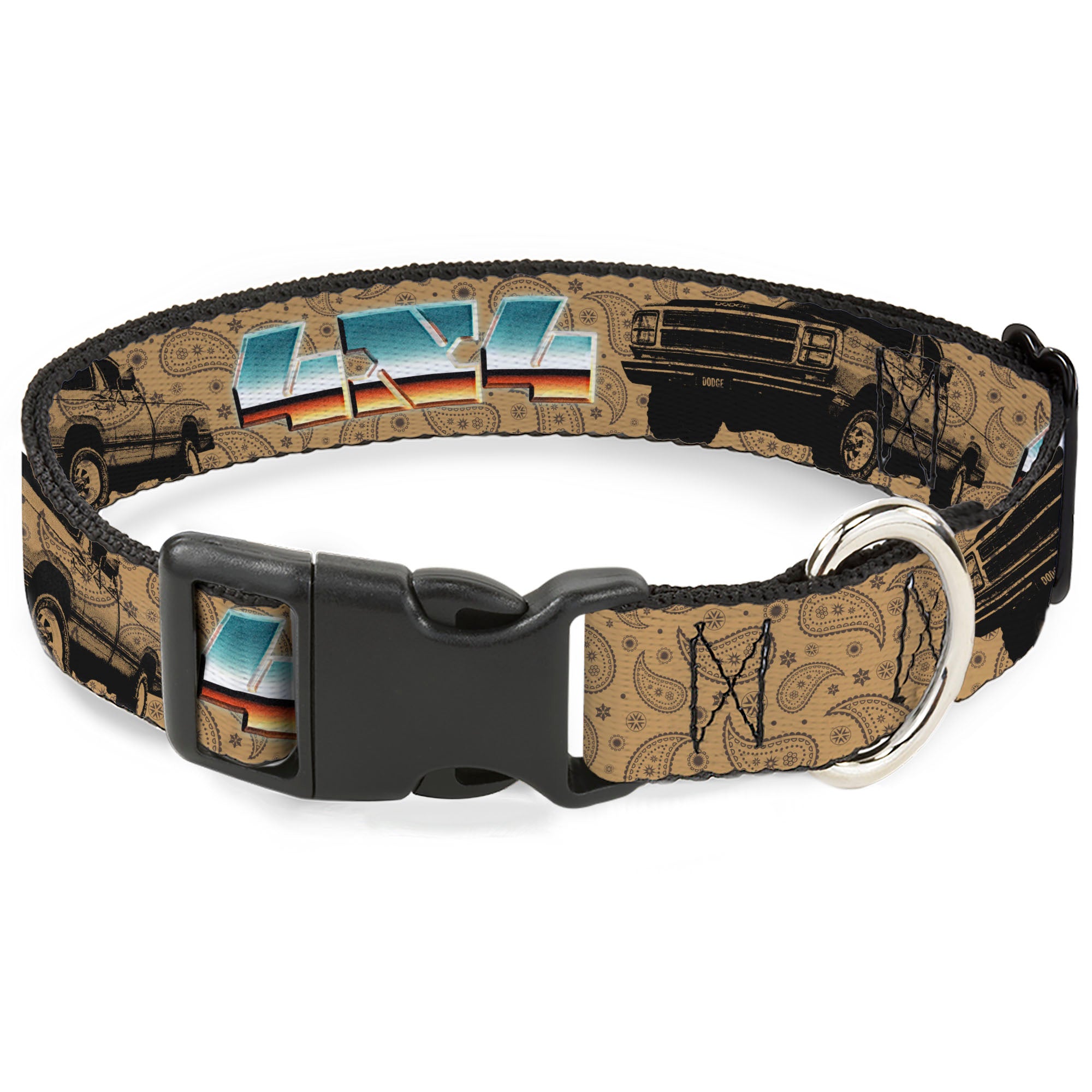 Plastic Clip Collar - Dodge Power Wagon Truck 4x4 Paisley Tan/Black Plastic Clip Collars Ram