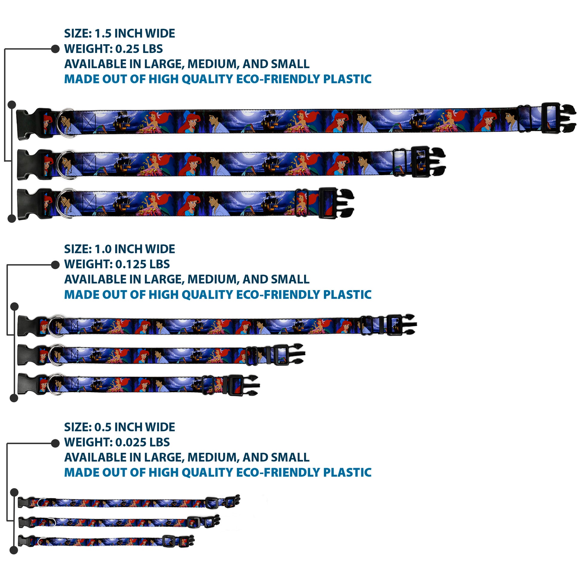 Plastic Clip Collar - The Little Mermaid Ariel & Eric Scenes Plastic Clip Collars Disney