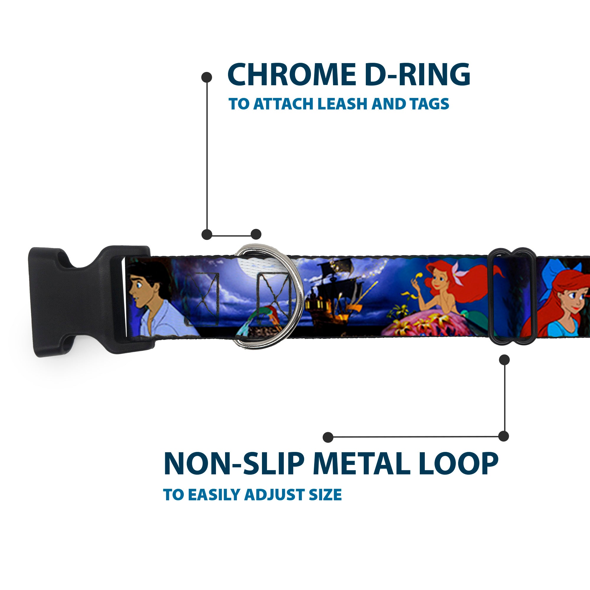 Plastic Clip Collar - The Little Mermaid Ariel & Eric Scenes Plastic Clip Collars Disney