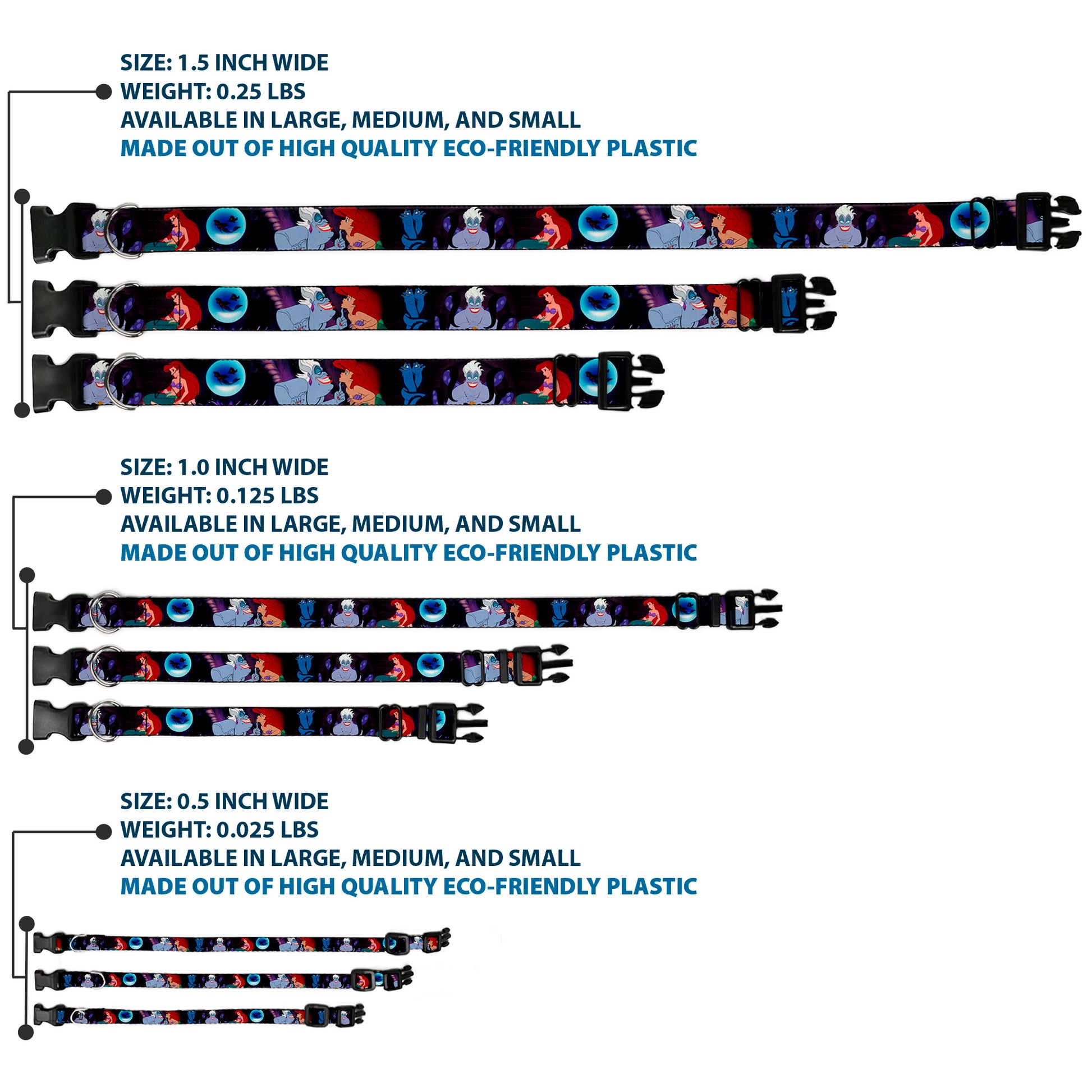 Plastic Clip Collar - The Little Mermaid Ariel & Ursula Scenes Plastic Clip Collars Disney