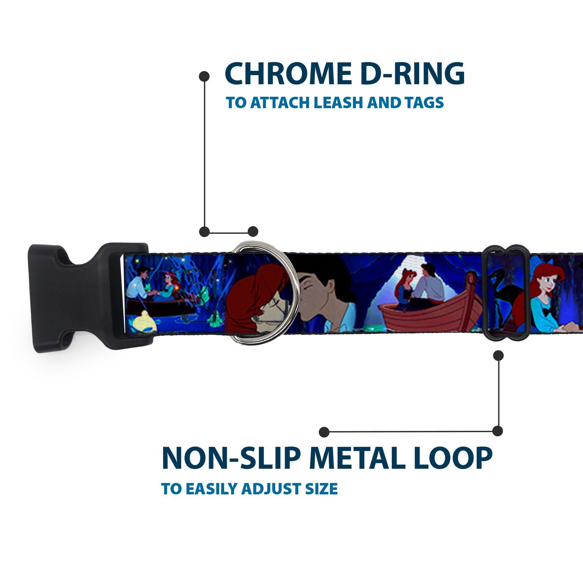 Plastic Clip Collar - The Little Mermaid Ariel & Eric Boat Scenes Plastic Clip Collars Disney