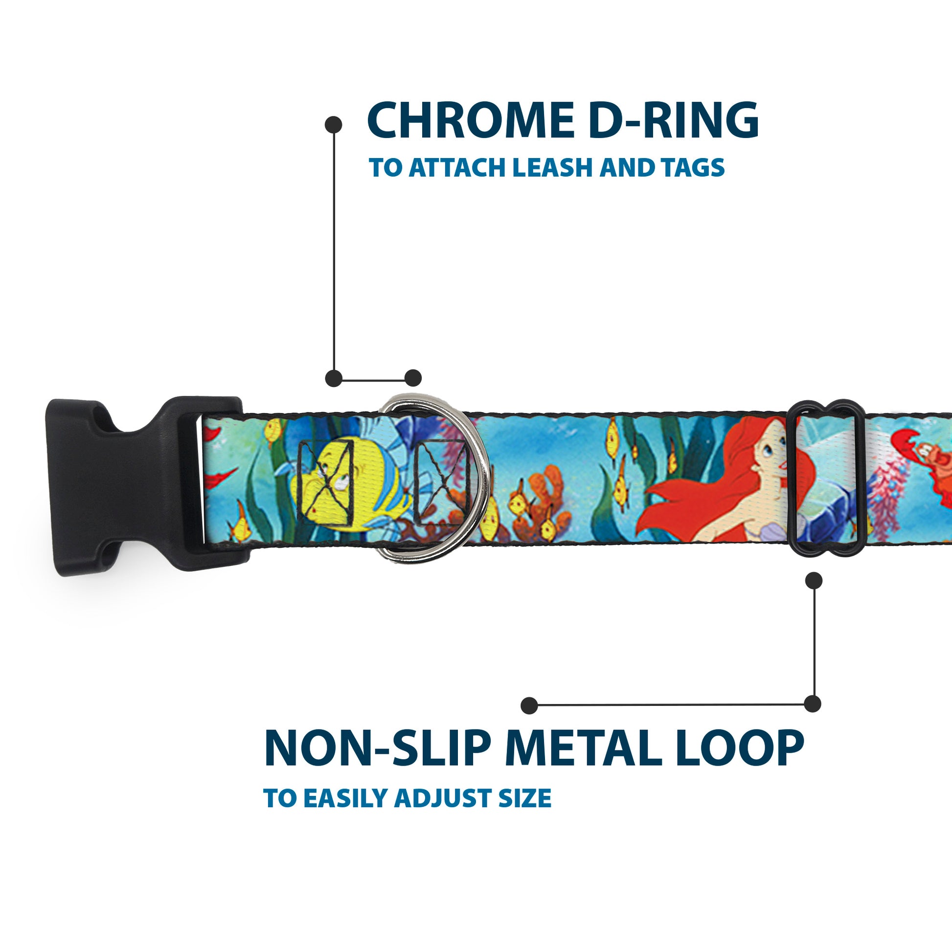 Plastic Clip Collar - Ariel, Sebastian & Flounder Scene Plastic Clip Collars Disney