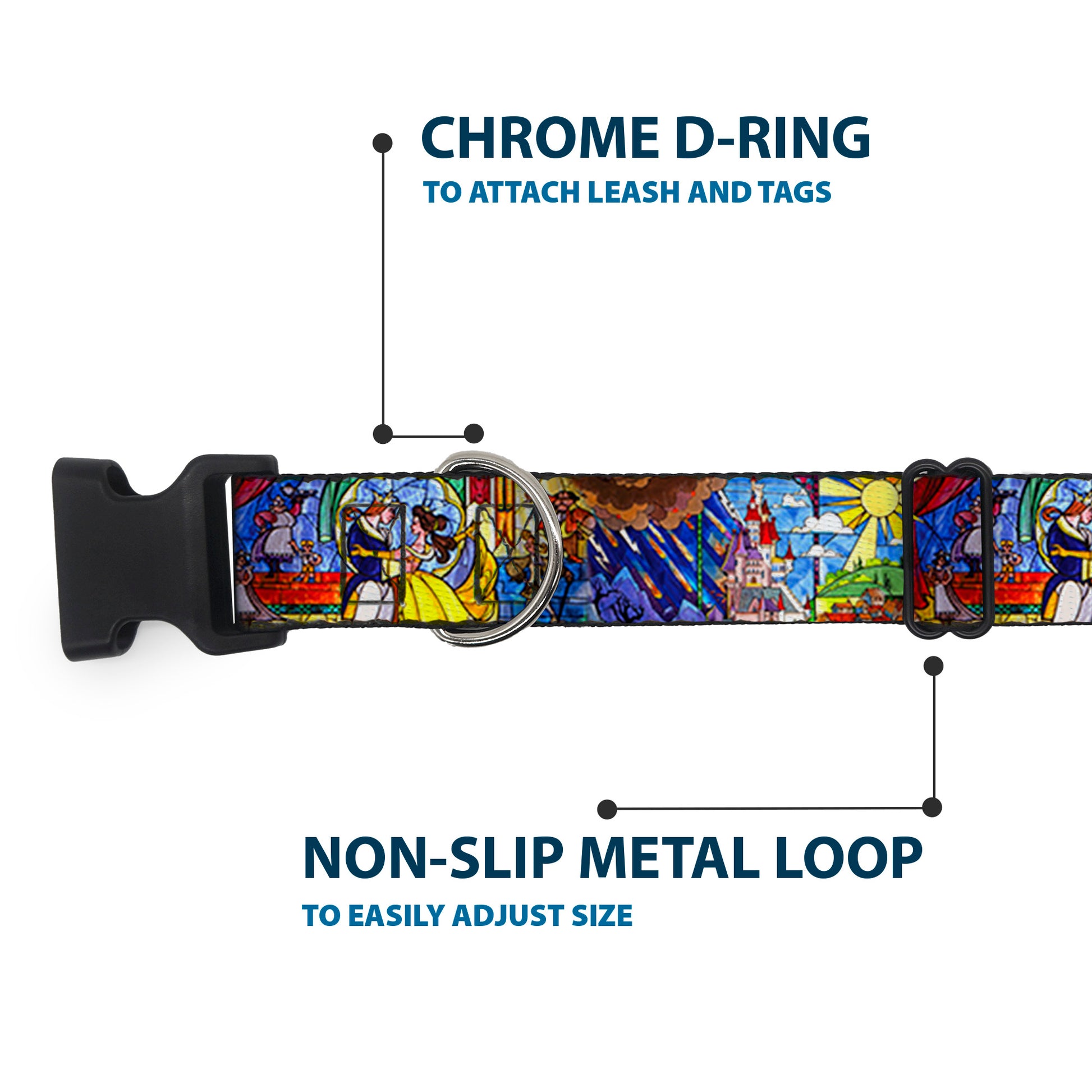 Plastic Clip Collar - Beauty & the Beast Stained Glass Scenes Plastic Clip Collars Disney