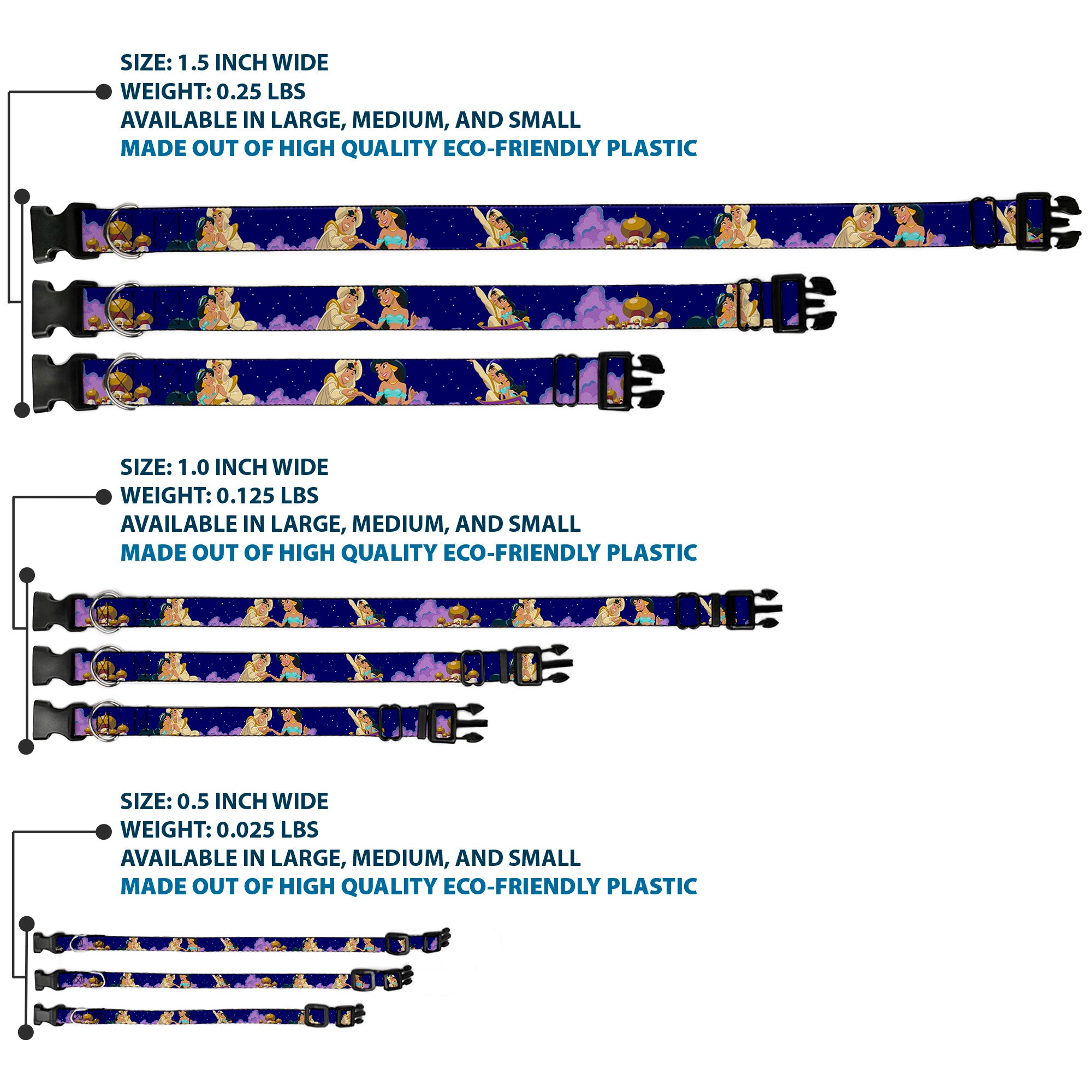 Plastic Clip Collar - Aladdin & Jasmine Magic Carpet Ride Scenes Plastic Clip Collars Disney